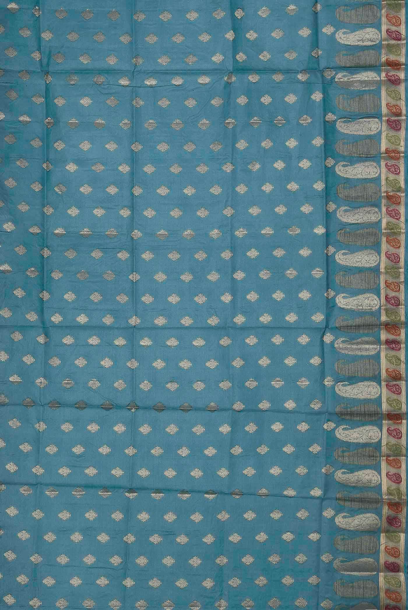 Blue Banarasi Tussar Silk Saree