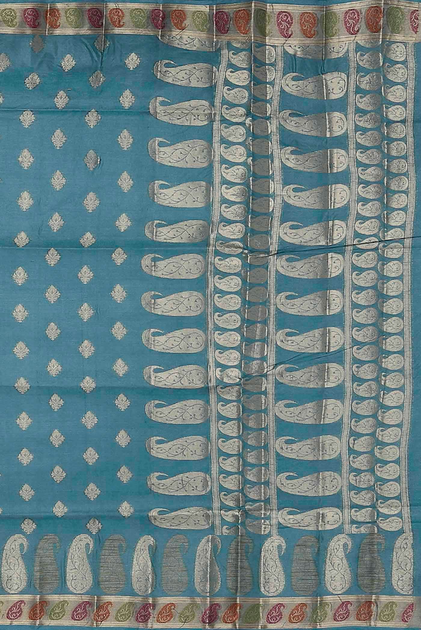 Blue Banarasi Tussar Silk Saree