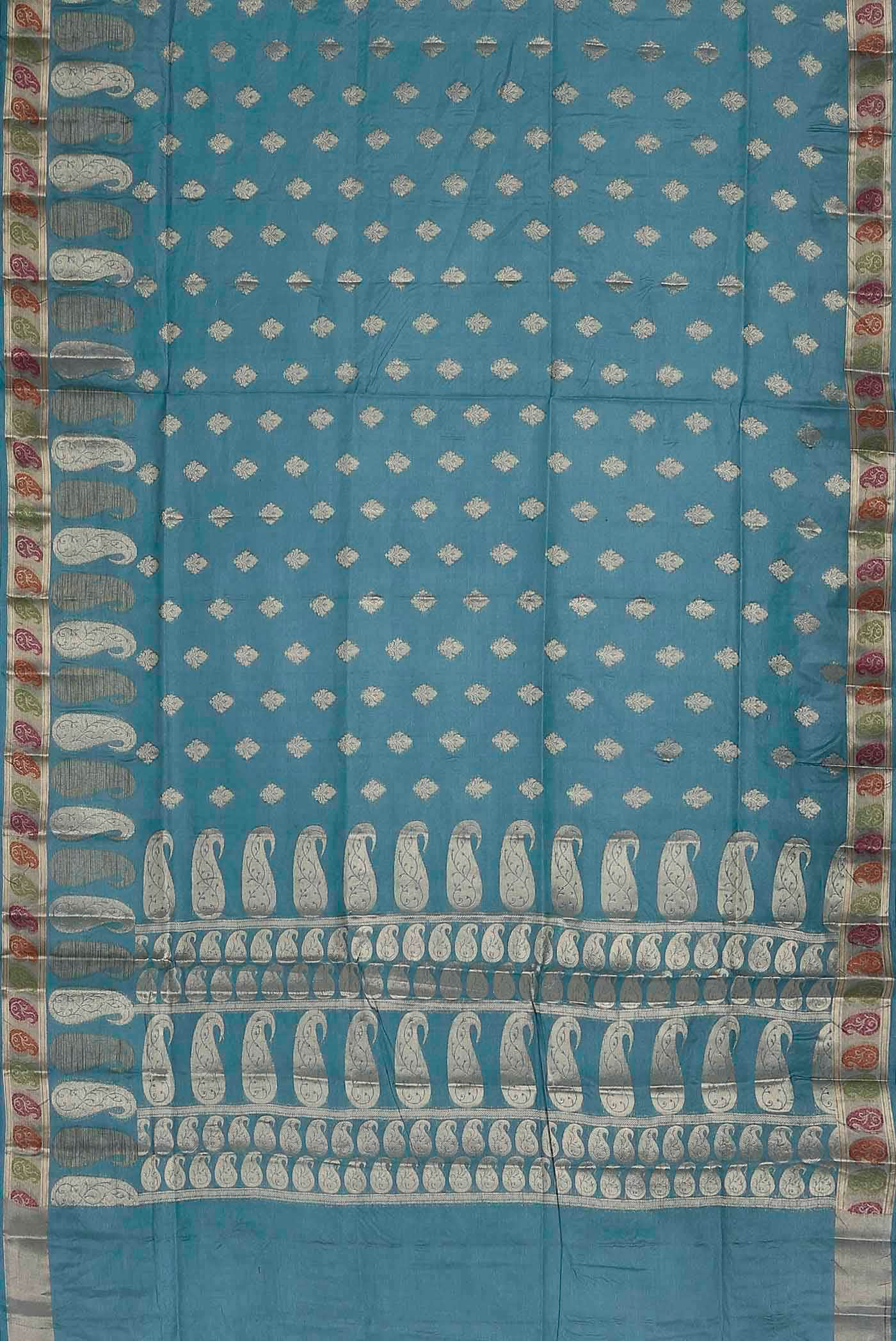 Blue Banarasi Tussar Silk Saree
