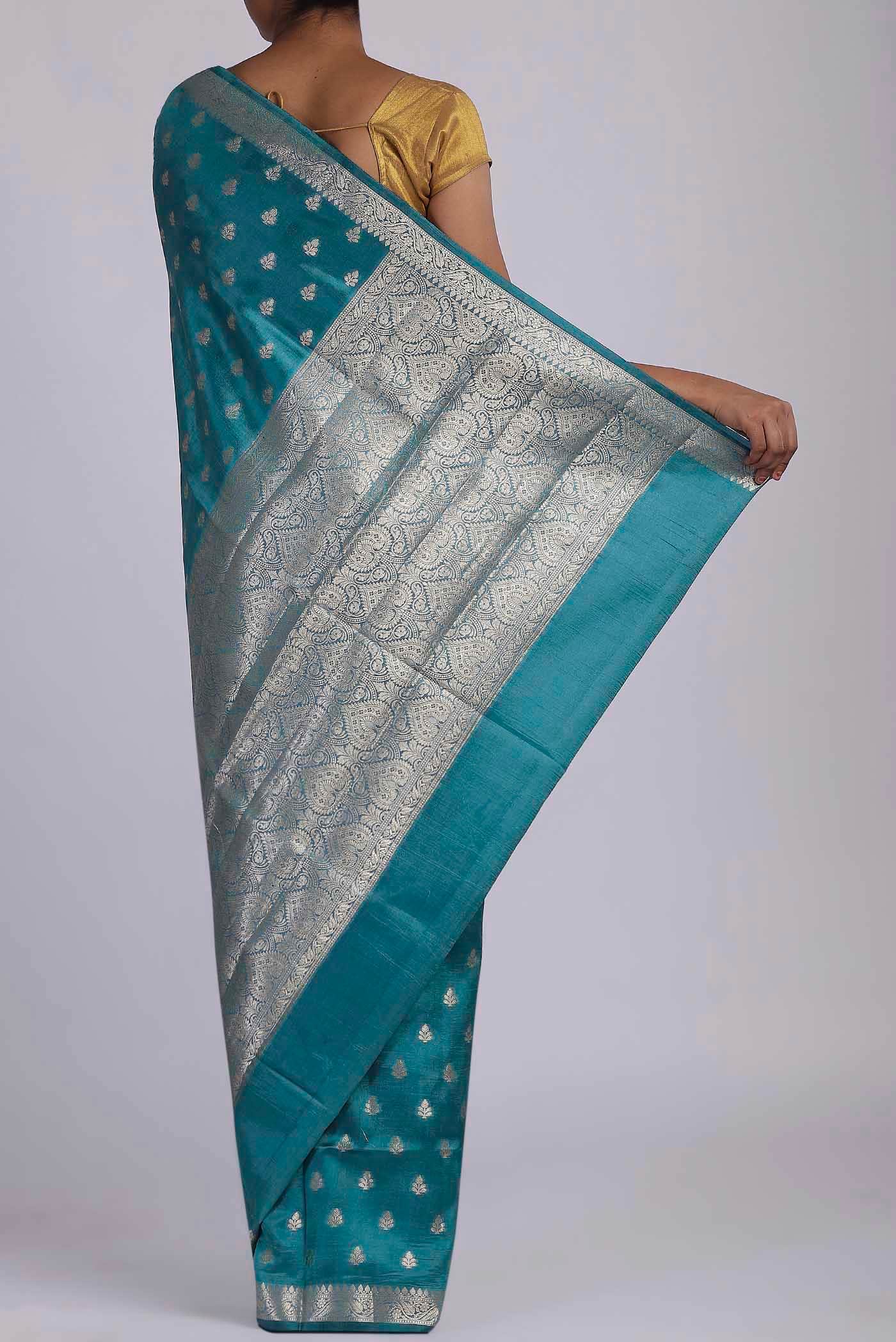 Blue Banarasi Raw Silk Saree