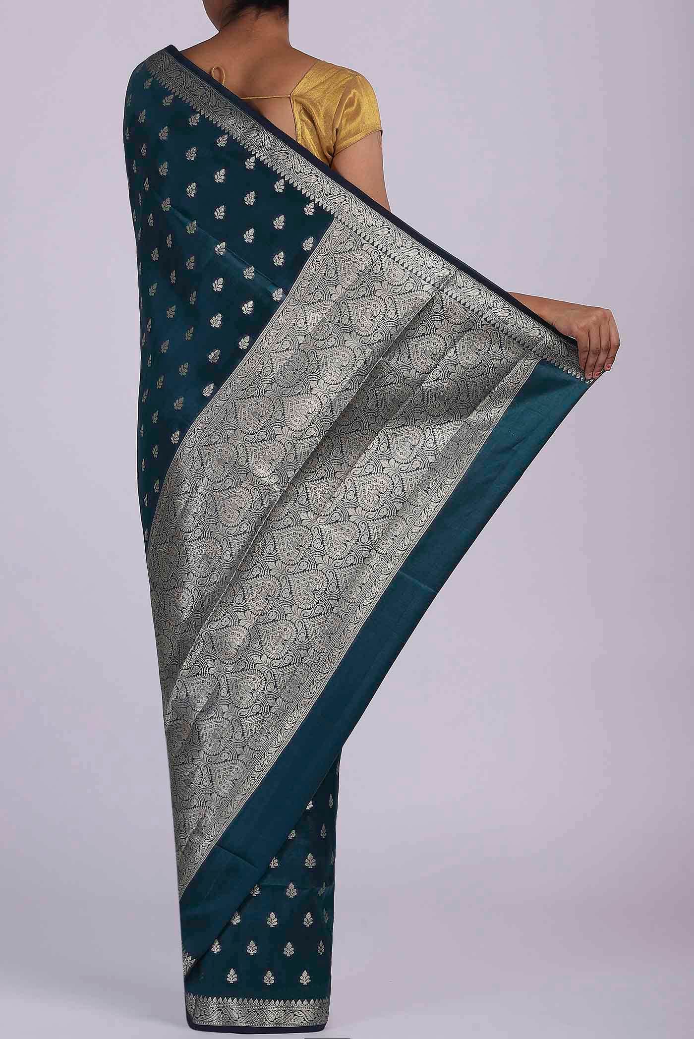 Blue Banarasi Raw Silk Saree
