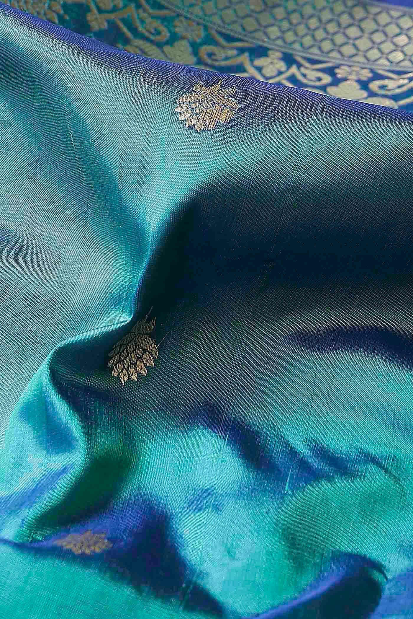 Blue Banarasi Katan Silk Saree