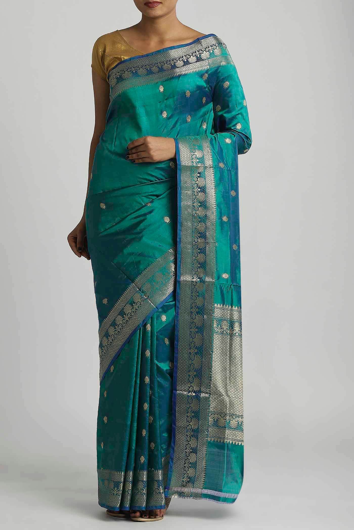 Blue Banarasi Katan Silk Saree