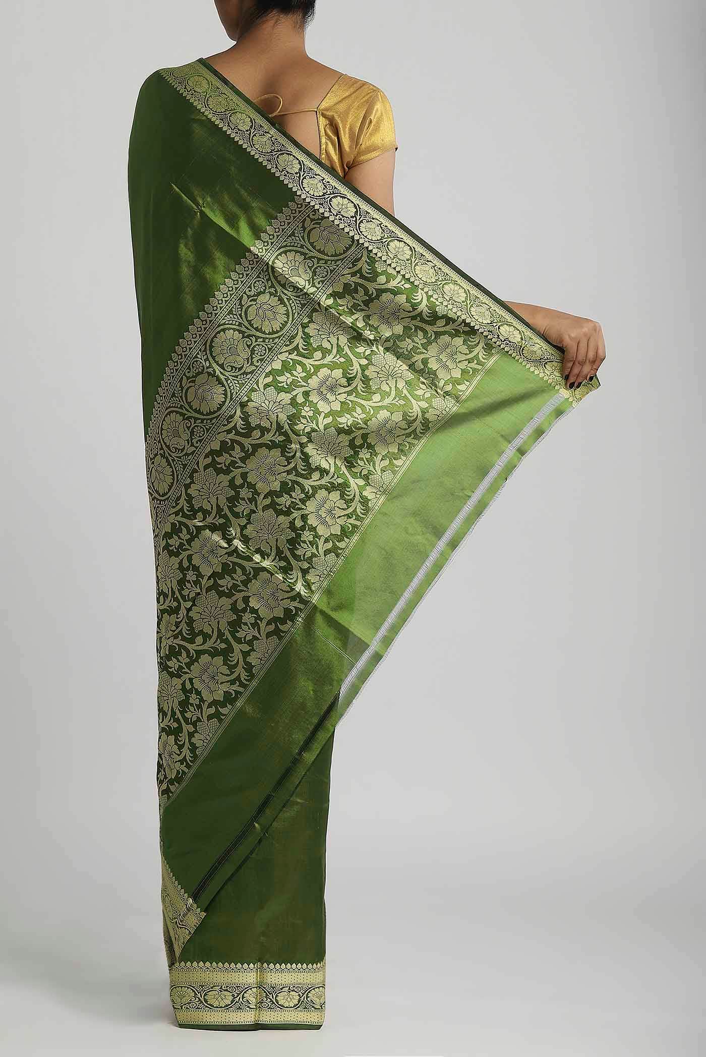 Green Banarasi Katan Silk Saree