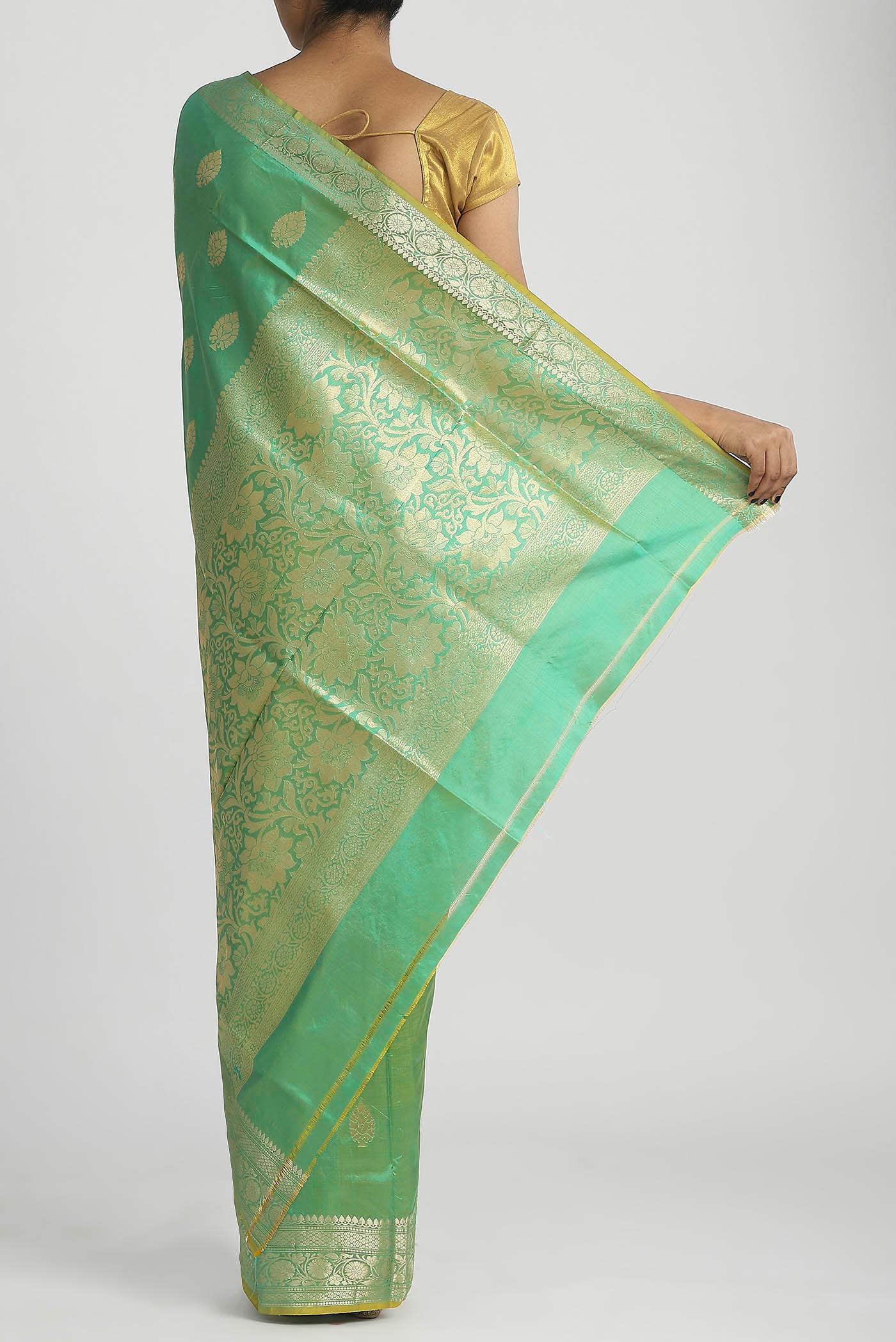 Green Banarasi Katan Silk Saree