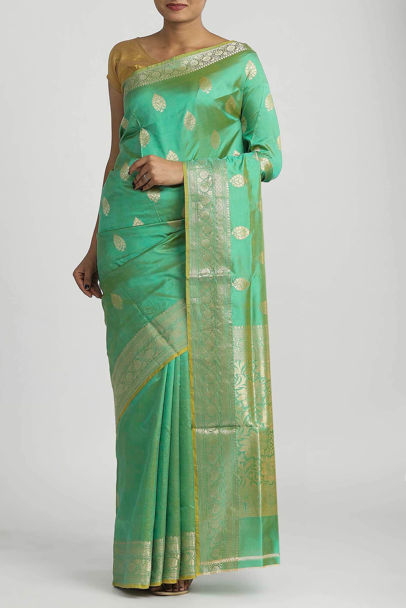 Green Banarasi Katan Silk Saree