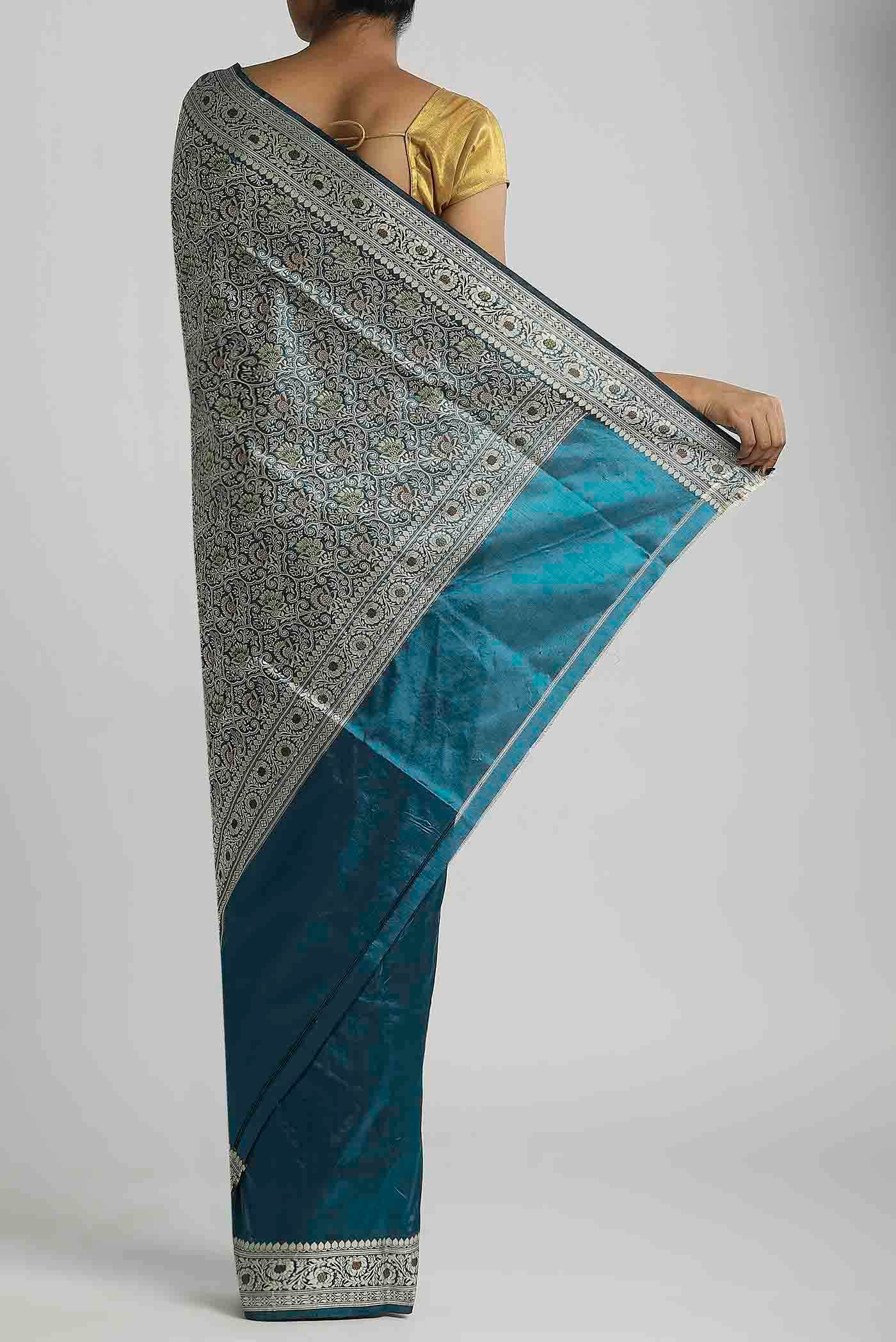 Blue Banarasi Katan Silk Saree