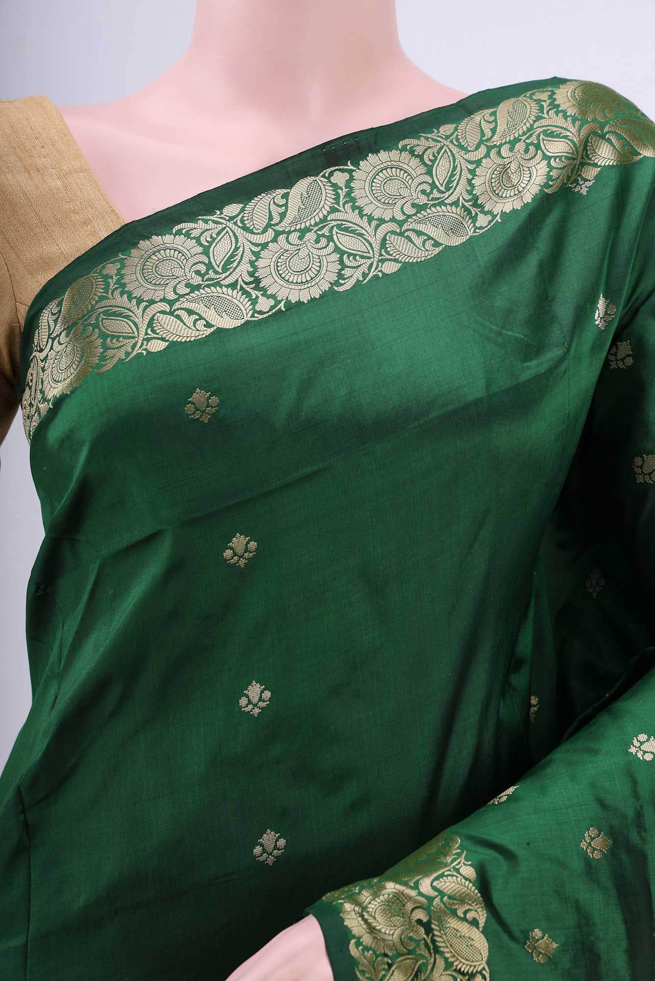 Green Banarasi Katan Silk Saree