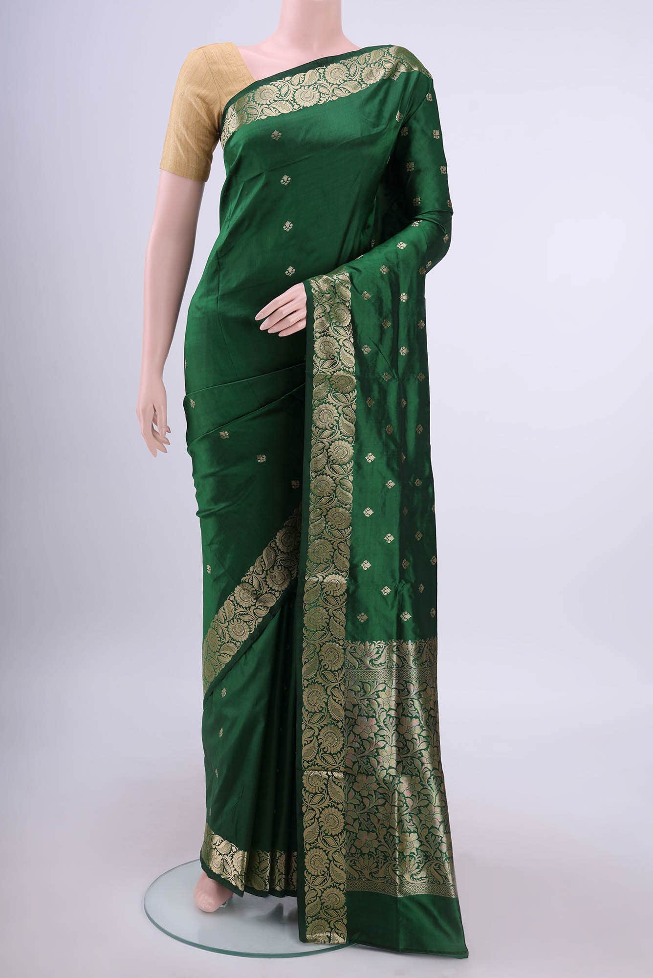 Green Banarasi Katan Silk Saree