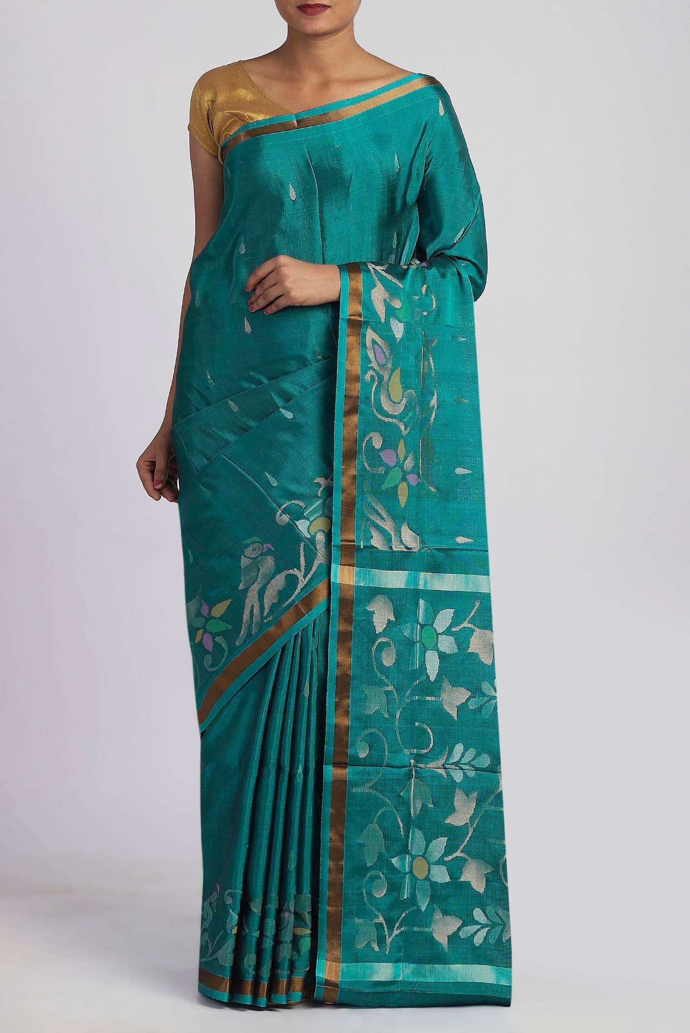 Teal Uppada Silk Saree