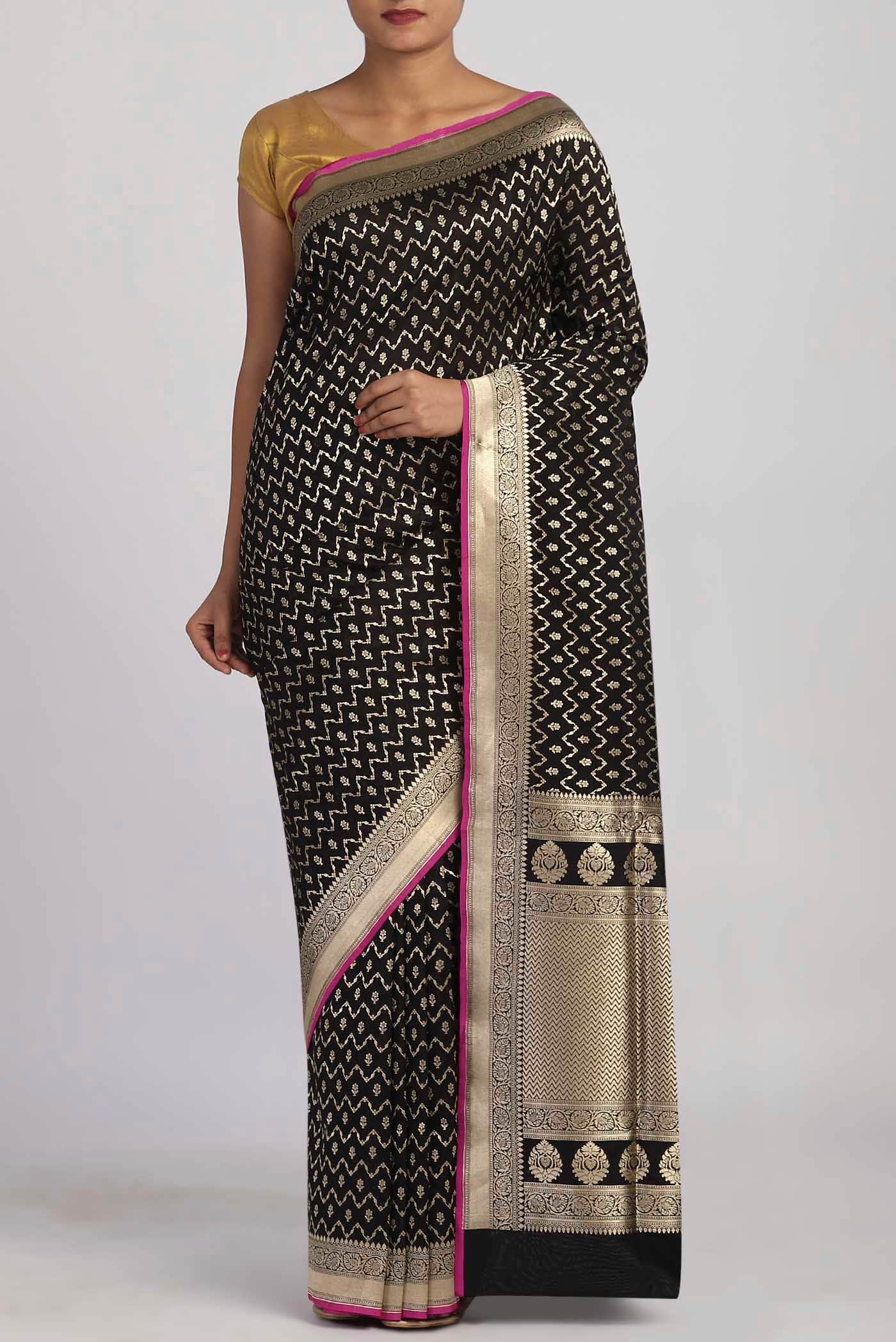 Black Banarasi Silk Saree