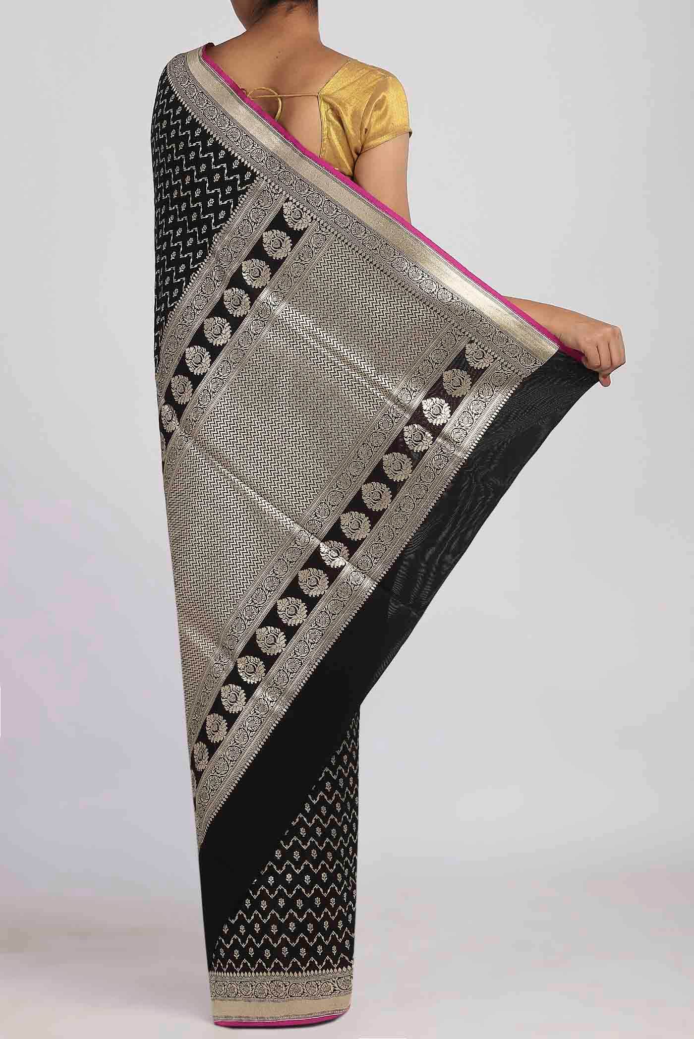 Black Banarasi Silk Saree