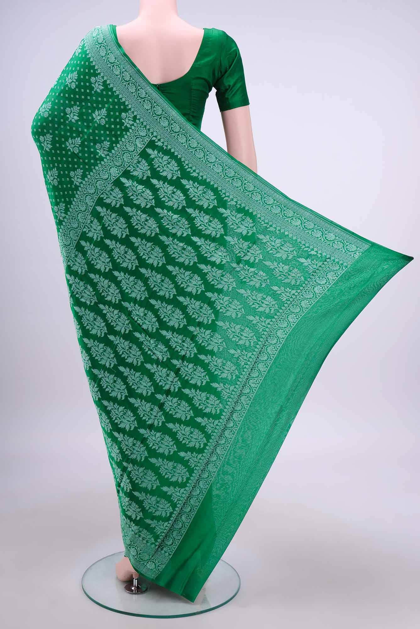 Green Banarasi Georgette Saree