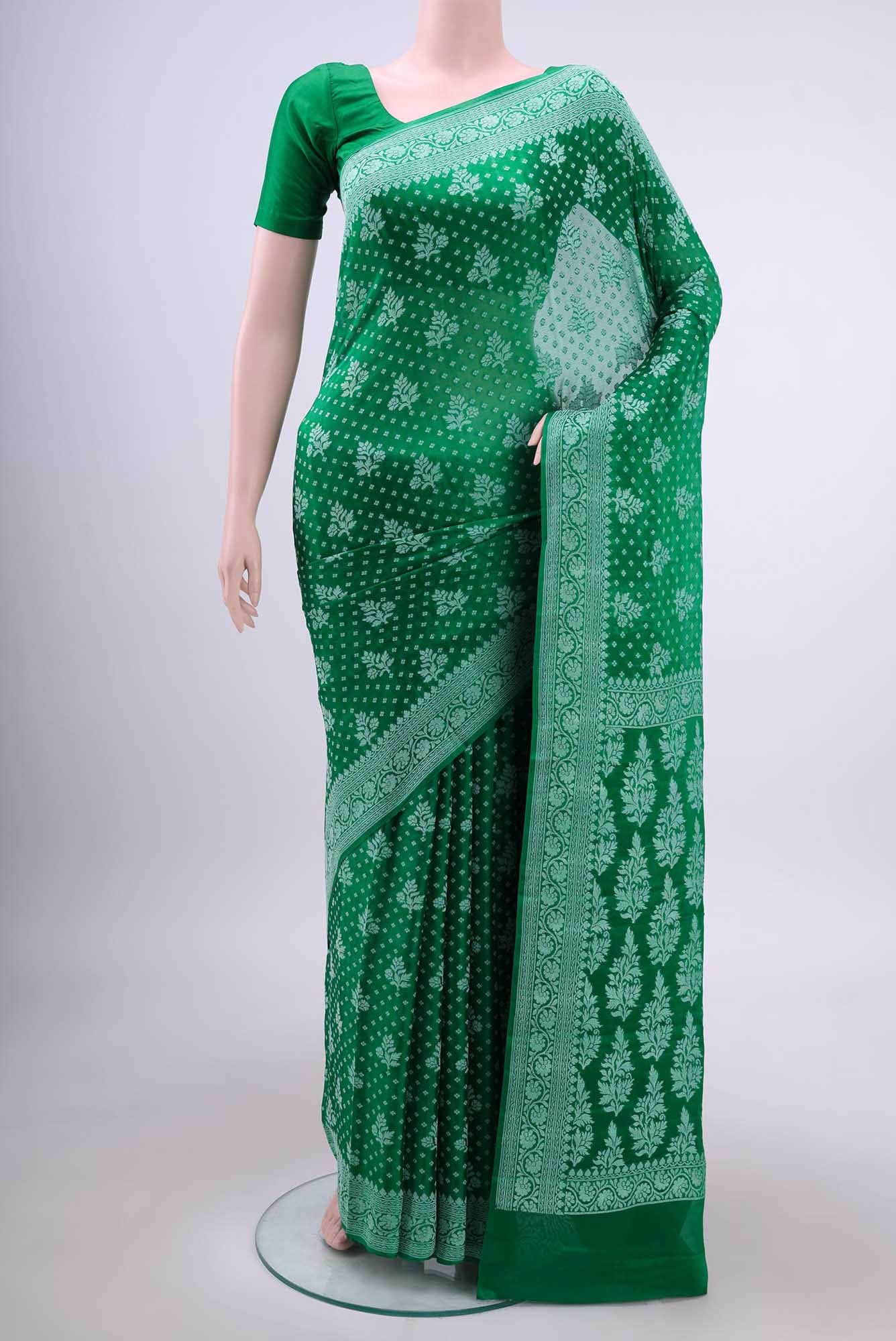 Green Banarasi Georgette Saree