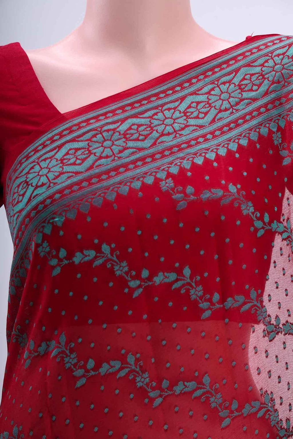Deep Red Banarasi Georgette Saree