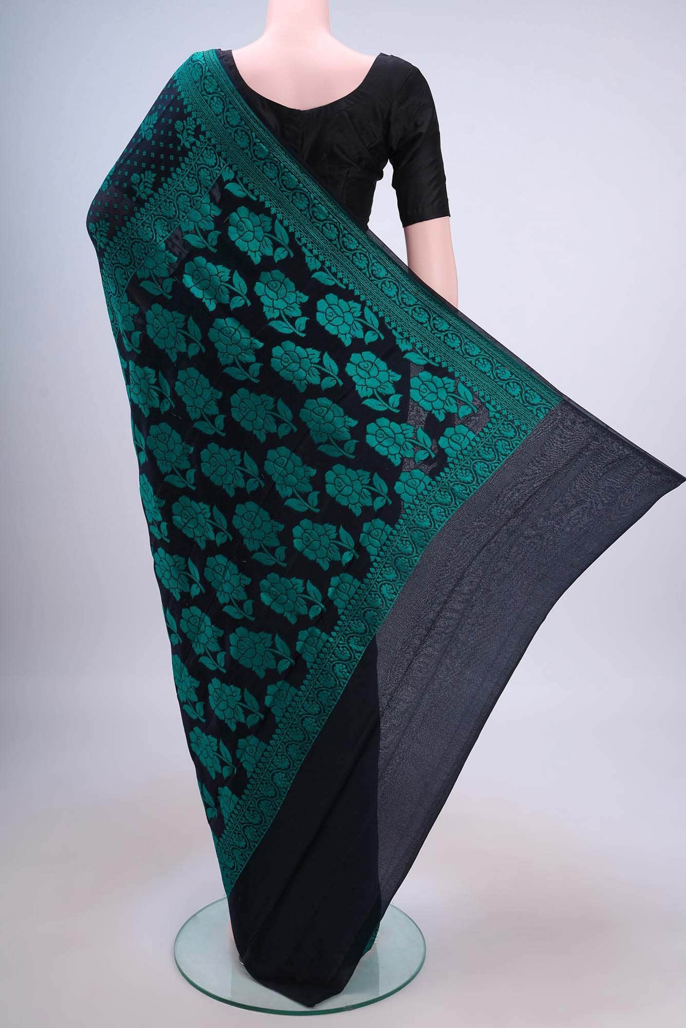 Black Banarasi Georgette Saree
