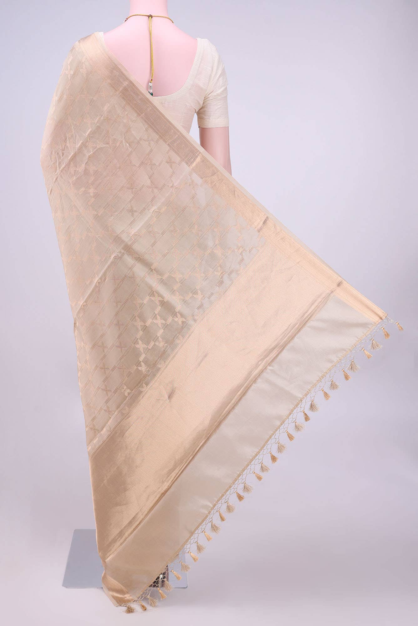 Beige Banarasi Katan Silk Saree
