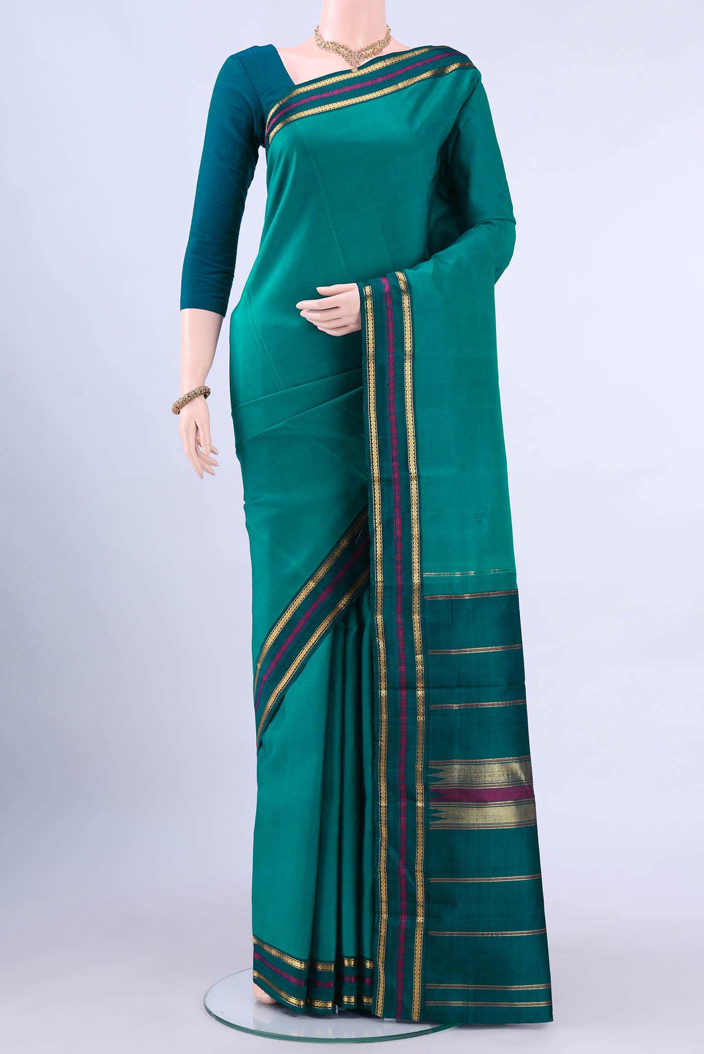 Dark Blue Kanchipuram Silk Saree