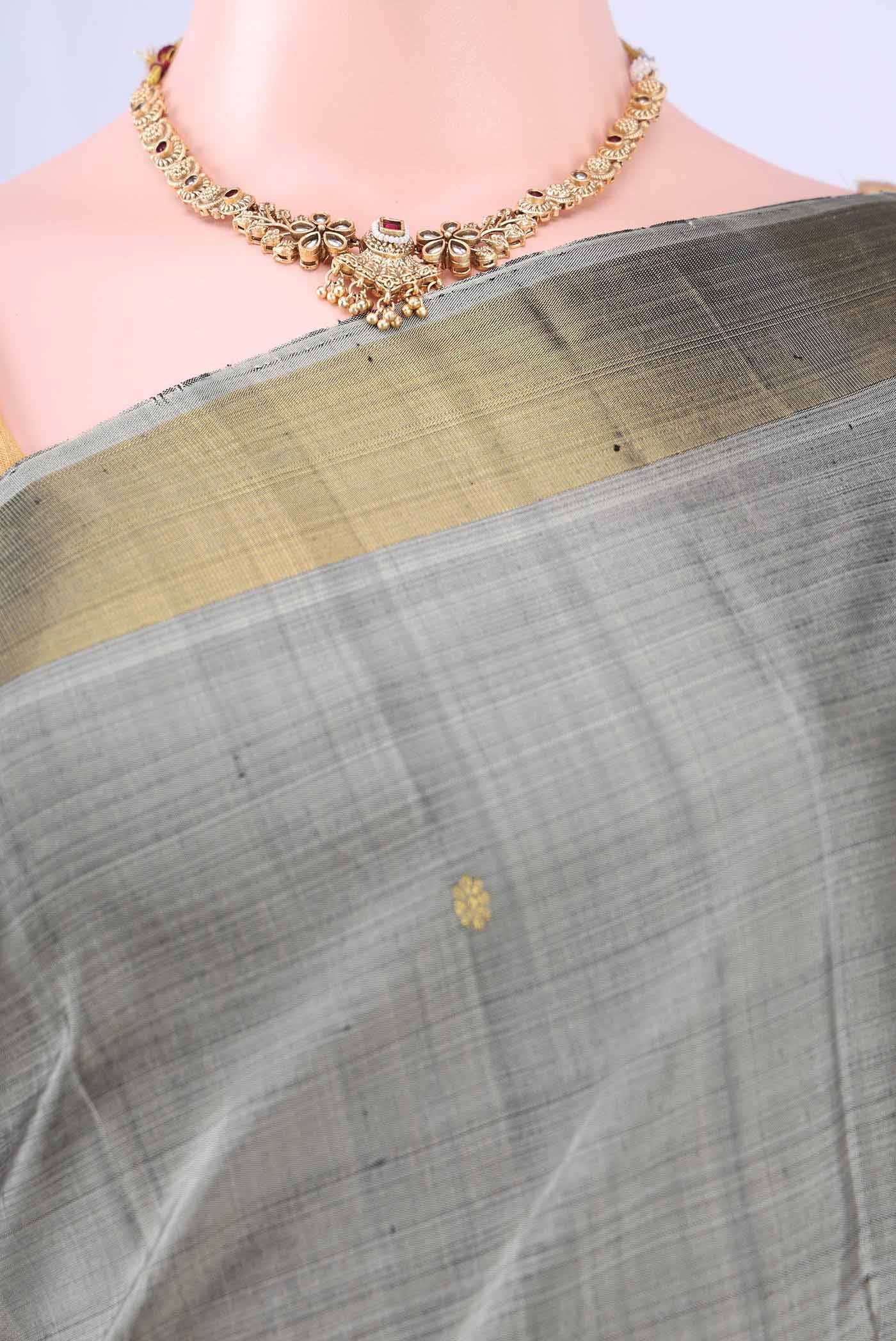 Davys Grey Kanchipuram Silk Saree