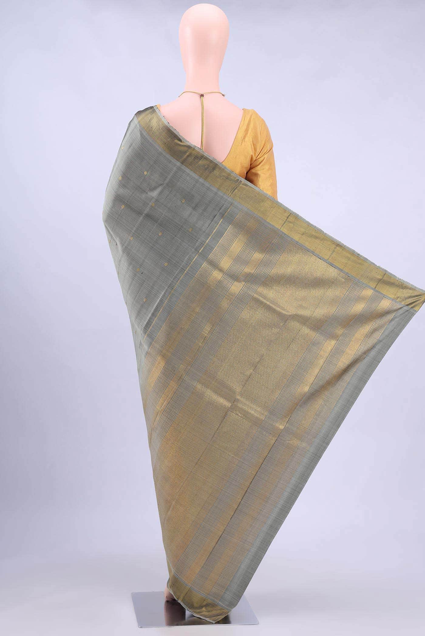 Davys Grey Kanchipuram Silk Saree