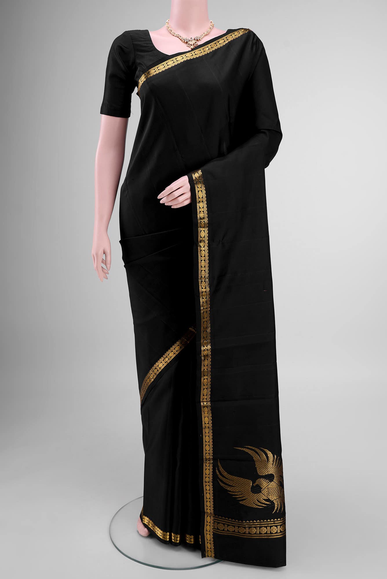 Black Kanchipuram Silk Saree