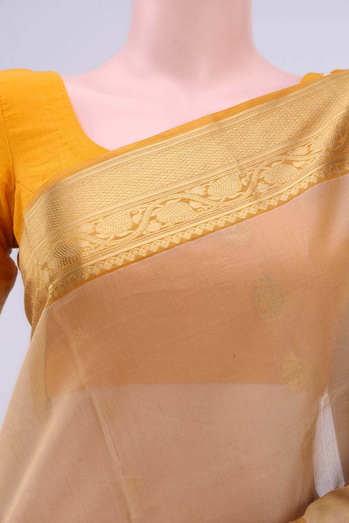 Beige Coimbatore Silk Cotton Saree