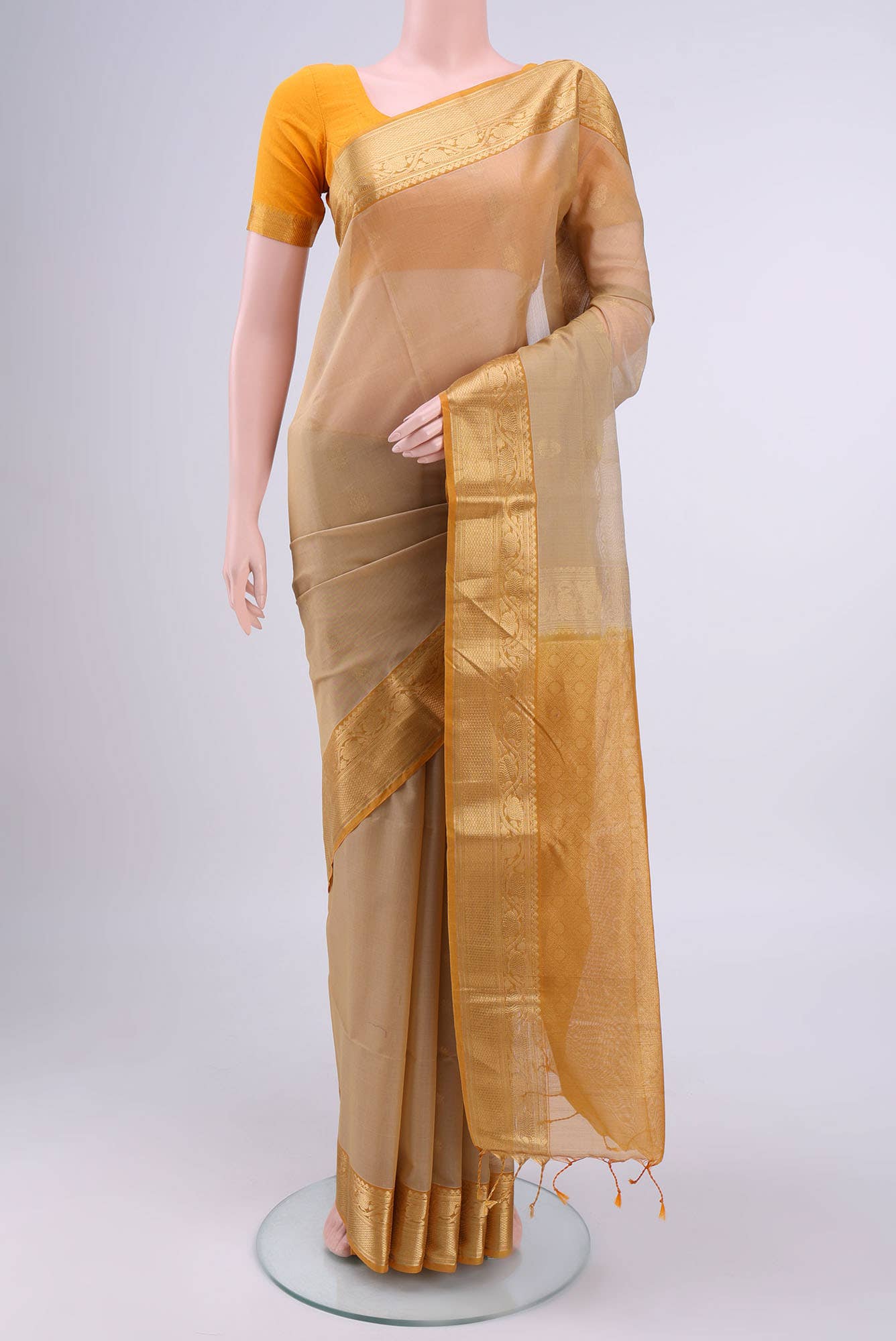 Beige Coimbatore Silk Cotton Saree