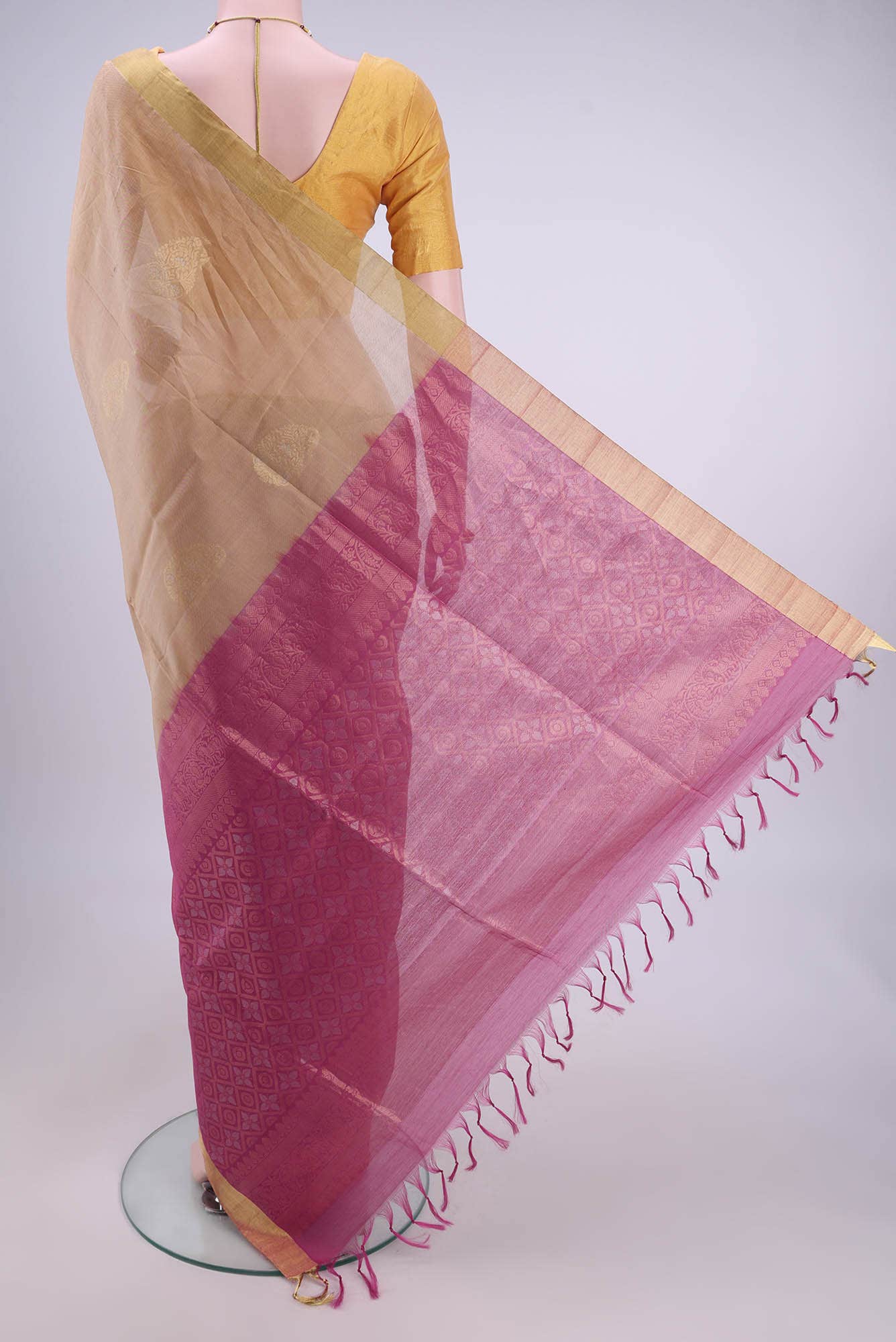 Beige Coimbatore Silk Cotton Saree