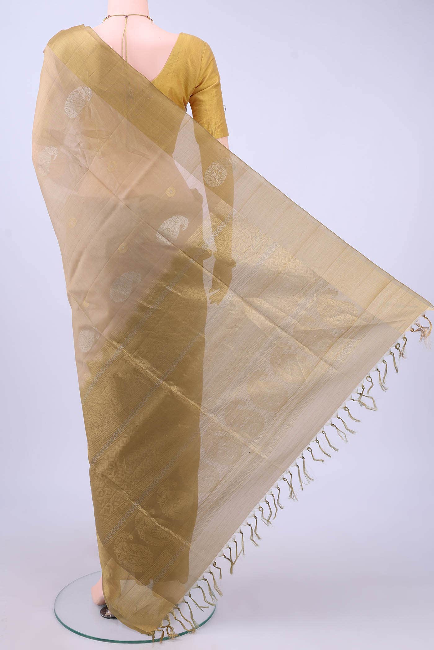 Beige Kora Cotton Saree