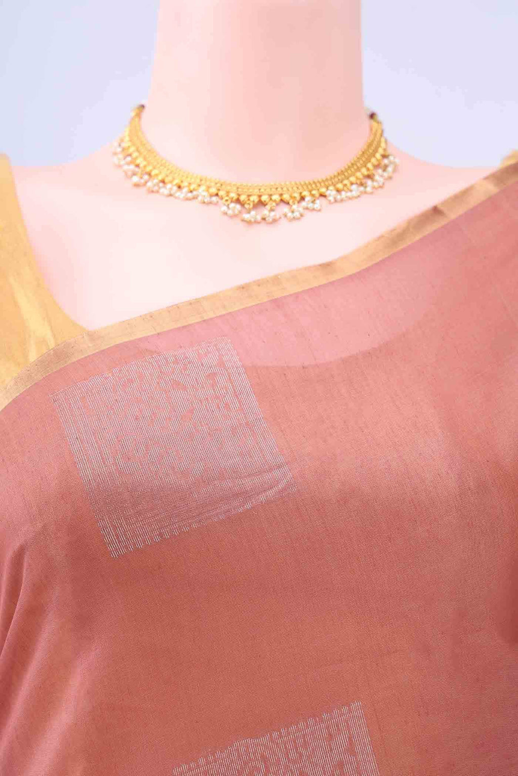Rust Kora Cotton Saree
