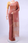 Rust Kora Cotton Saree