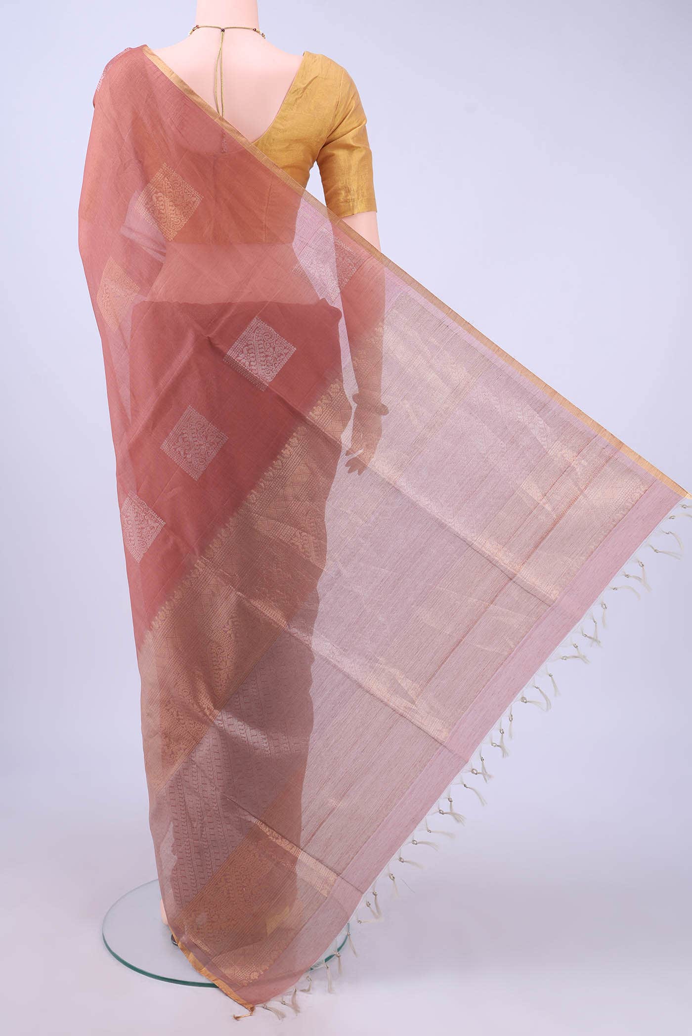 Rust Kora Cotton Saree