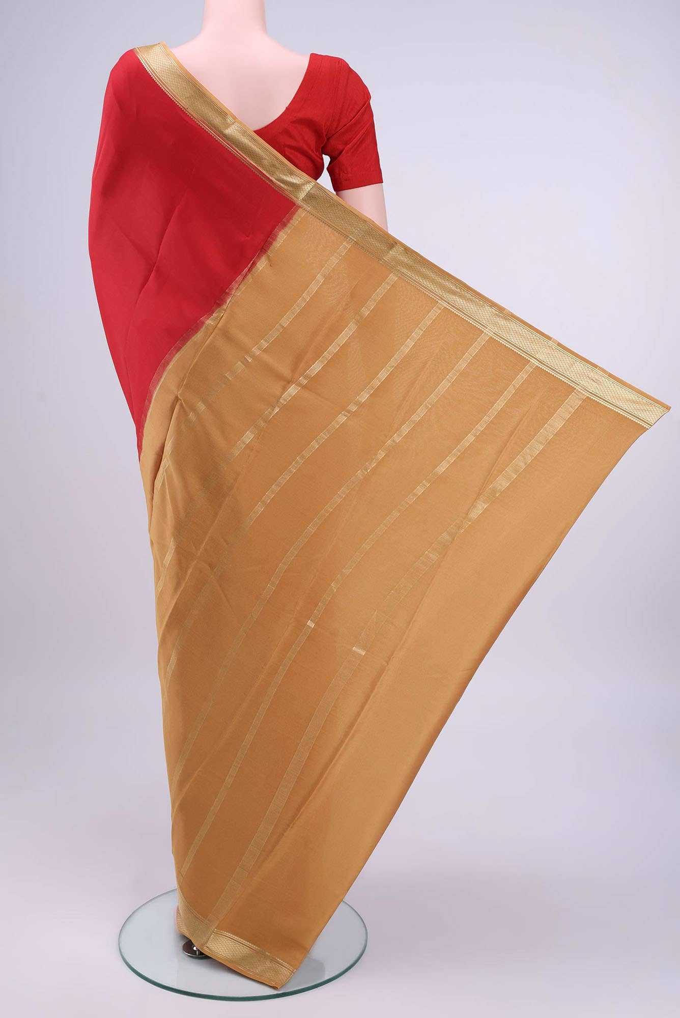 Deep Red Crepe Saree