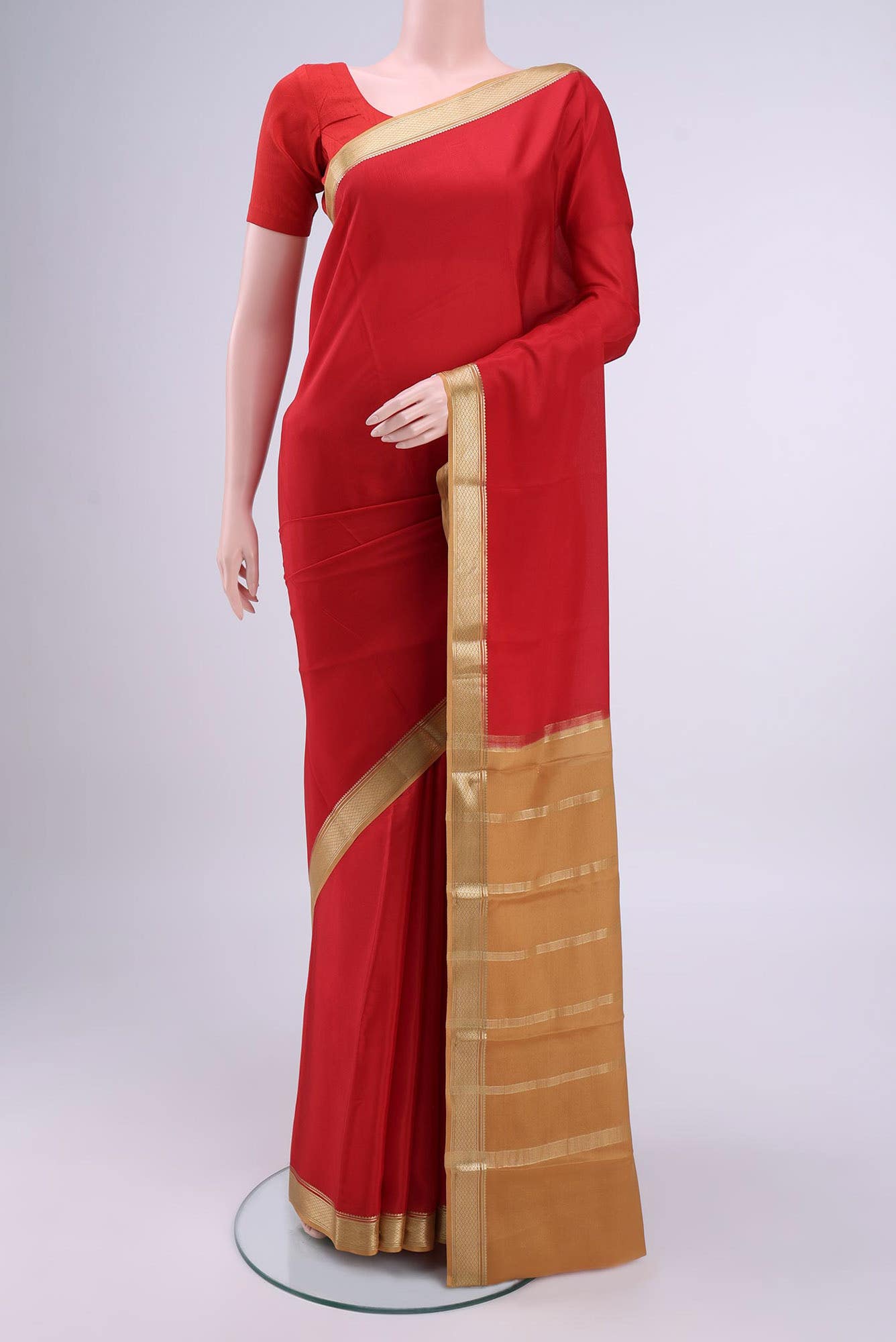 Deep Red Crepe Saree