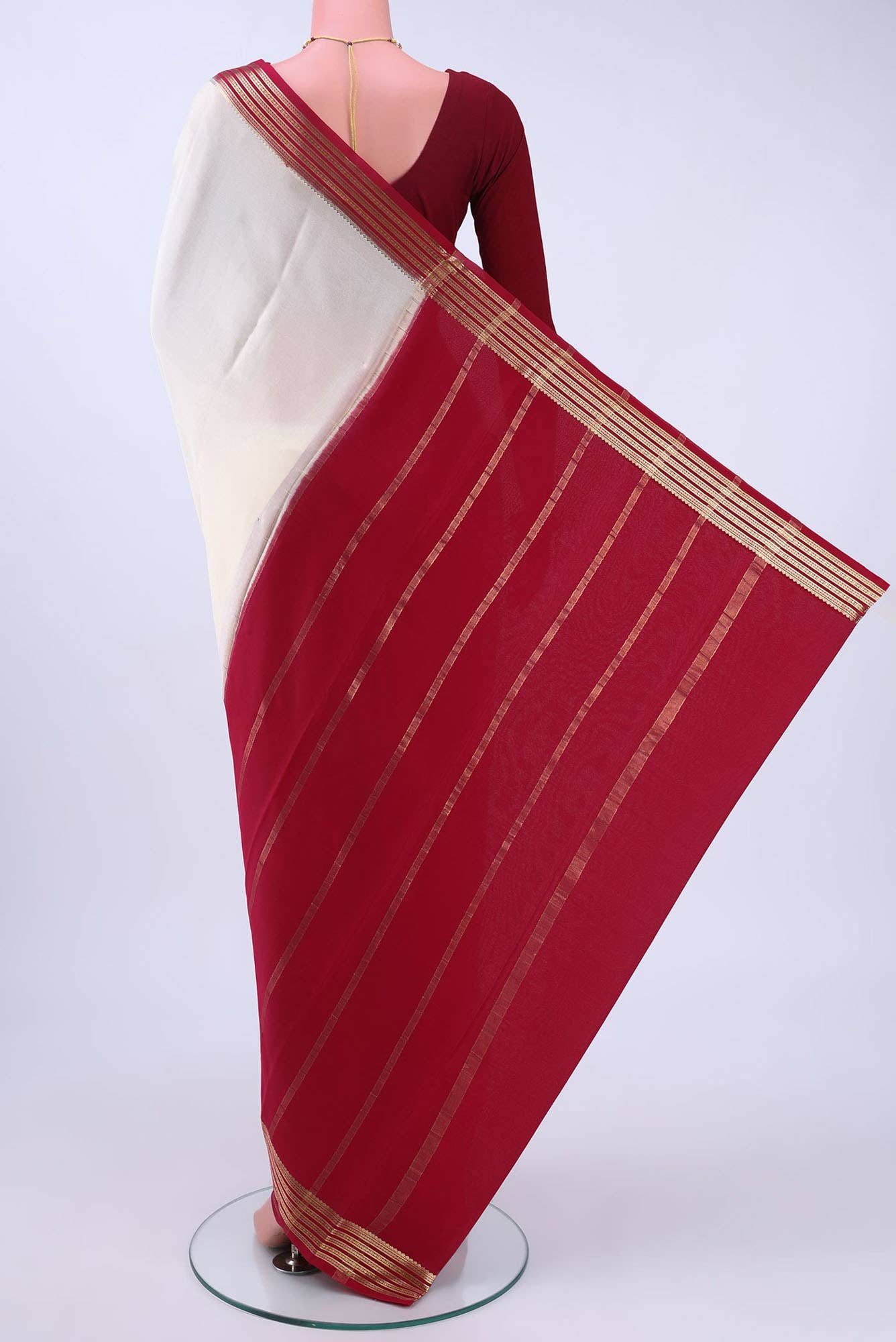 Cream Mysore Crepe Saree