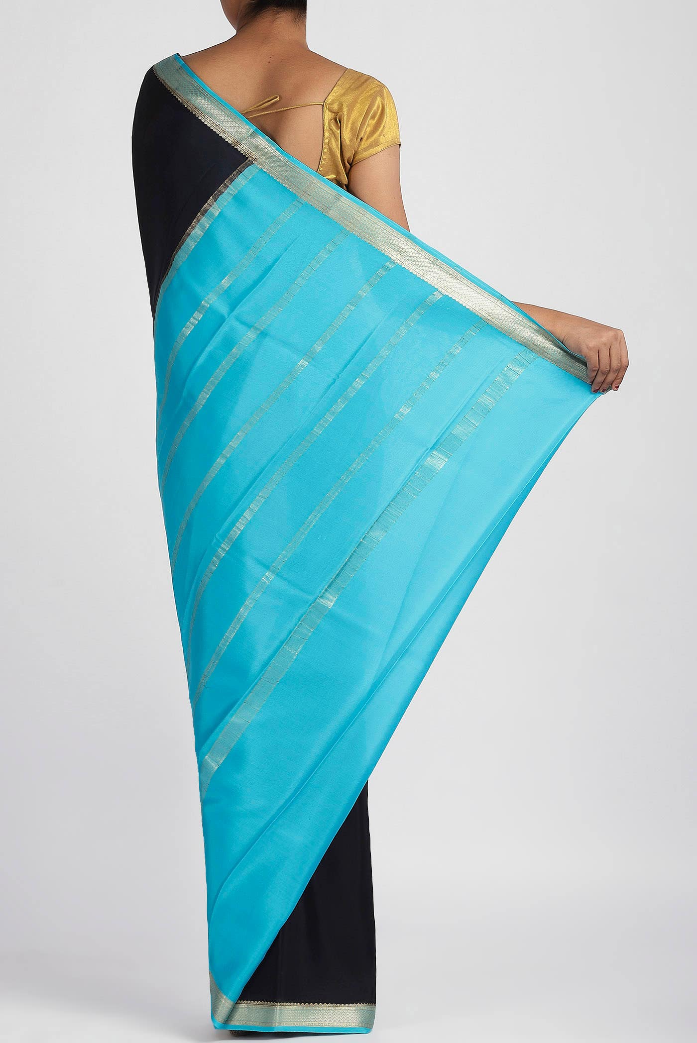 Black Mysore Crepe Saree