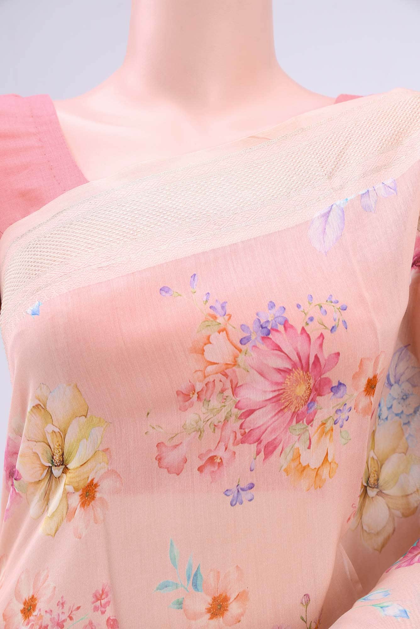Pink Chanderi Silk Cotton Saree