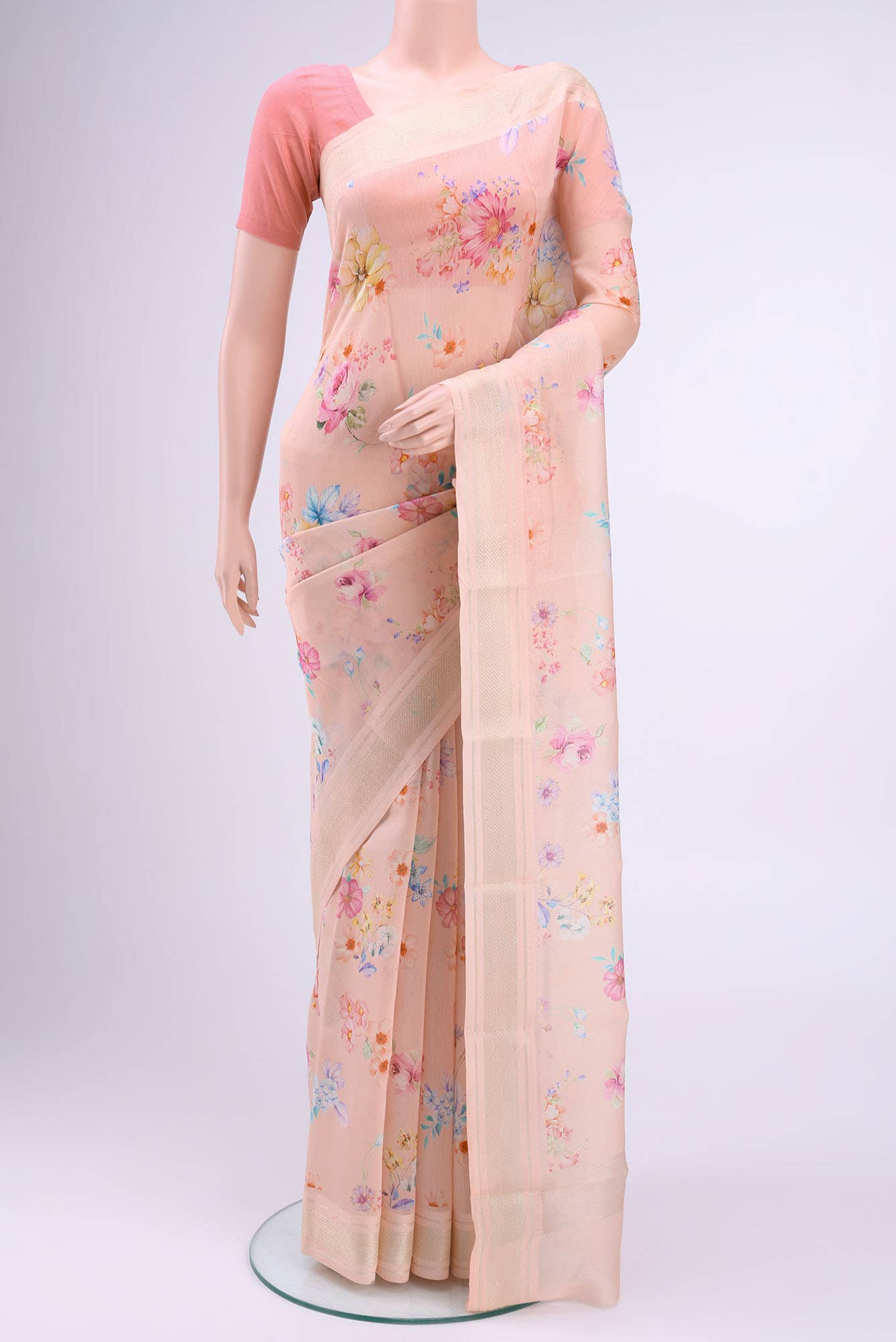Pink Chanderi Silk Cotton Saree