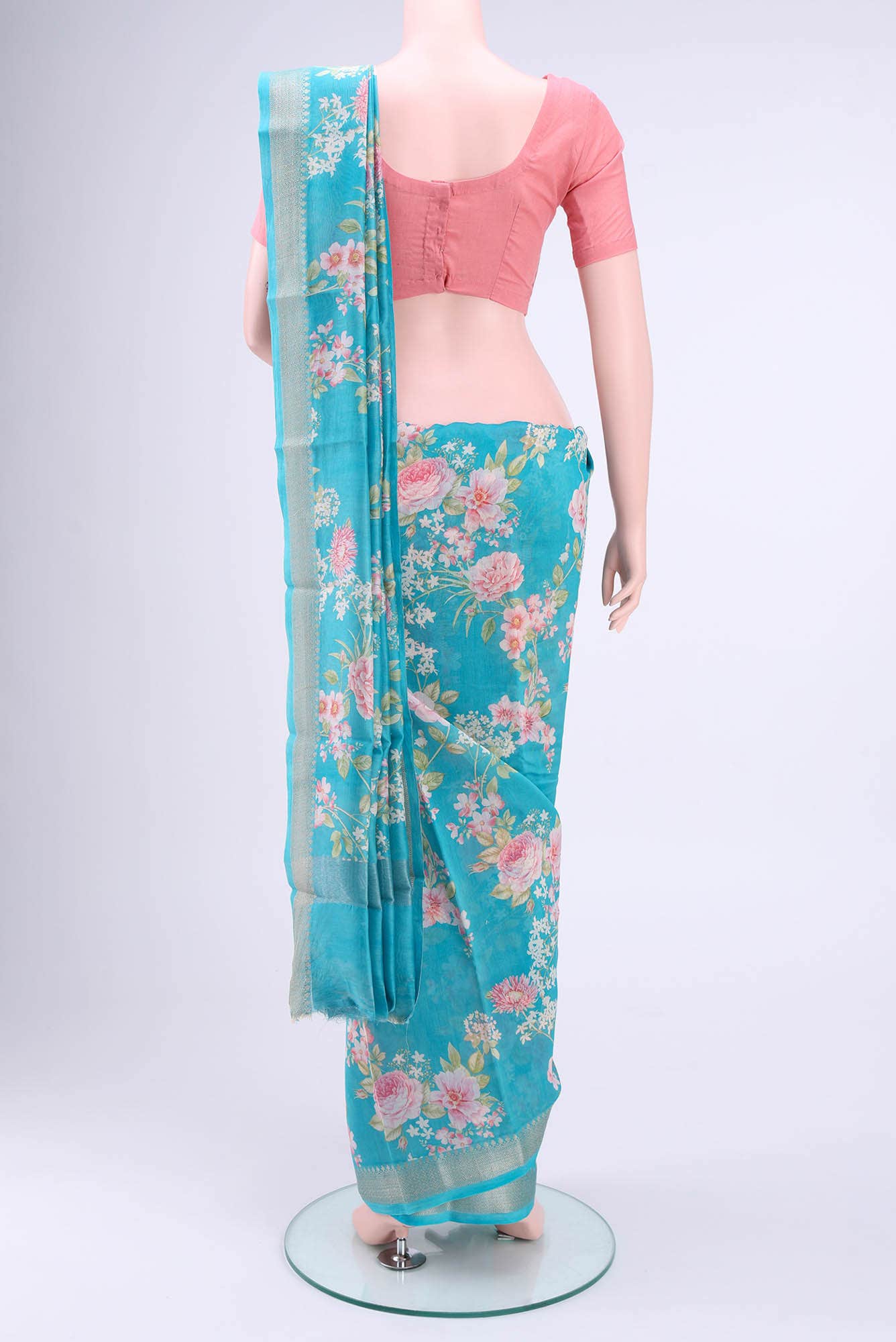 Maya Blue Chanderi Silk Cotton Saree