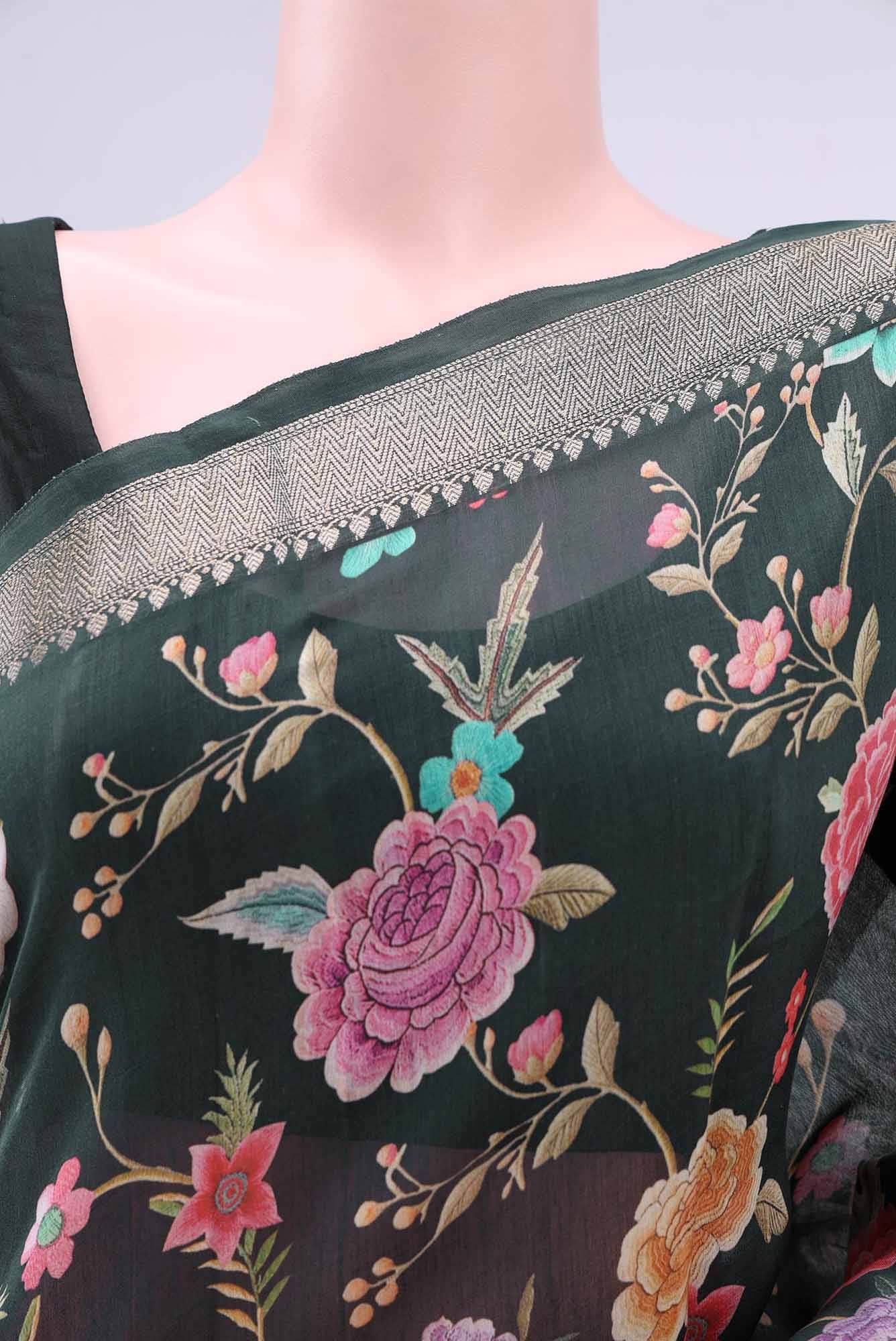 Black Chanderi Silk Cotton Saree