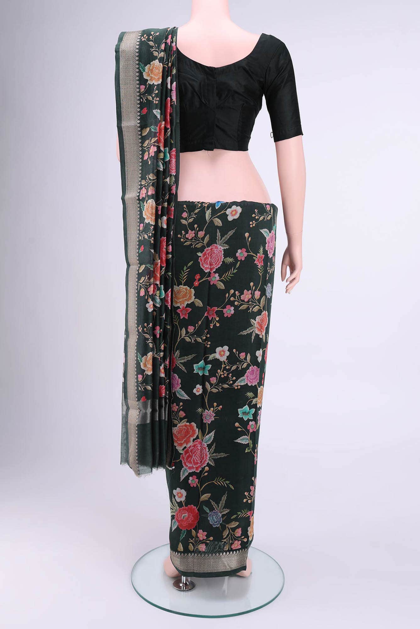 Black Chanderi Silk Cotton Saree