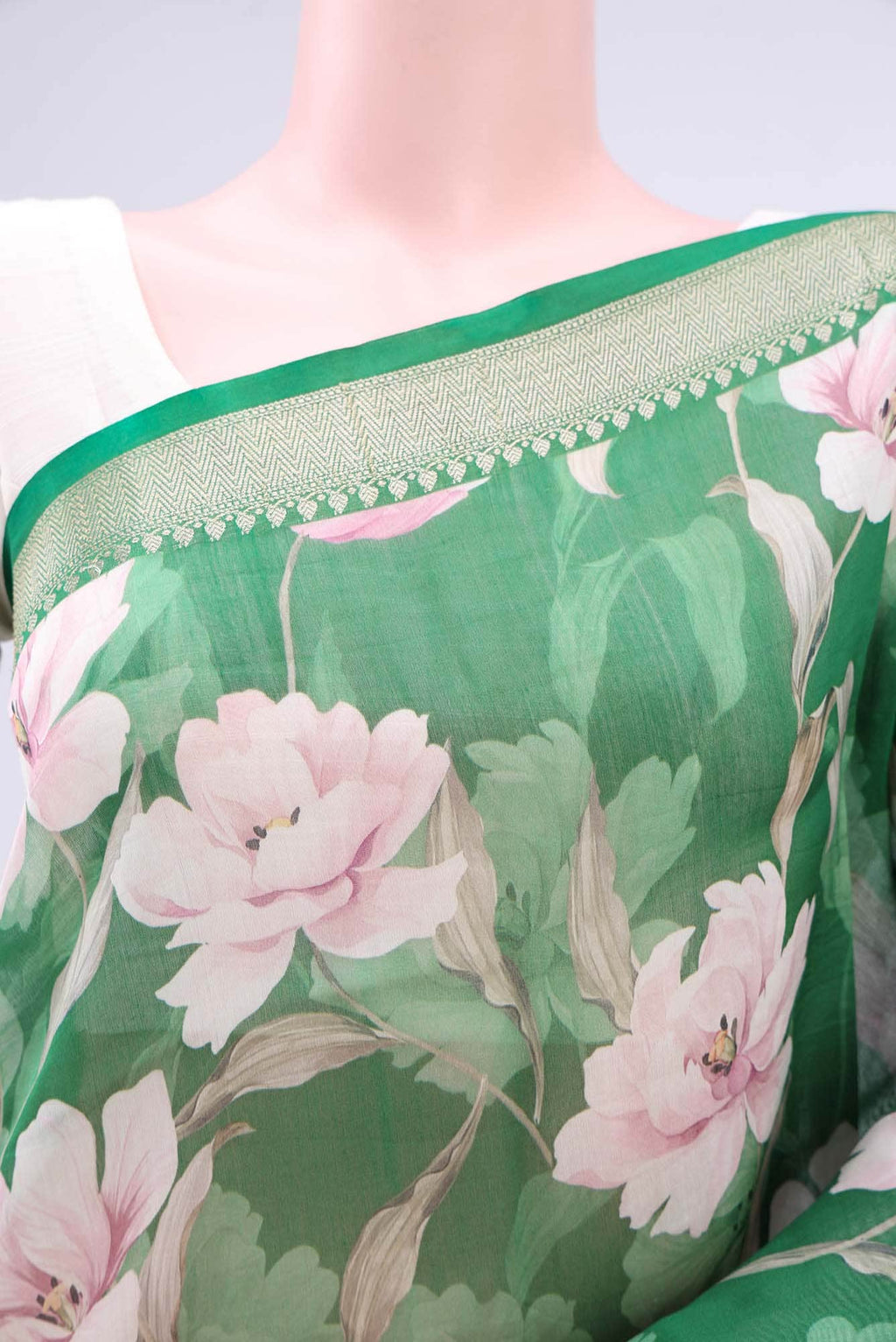 Green Chanderi Silk Cotton Saree