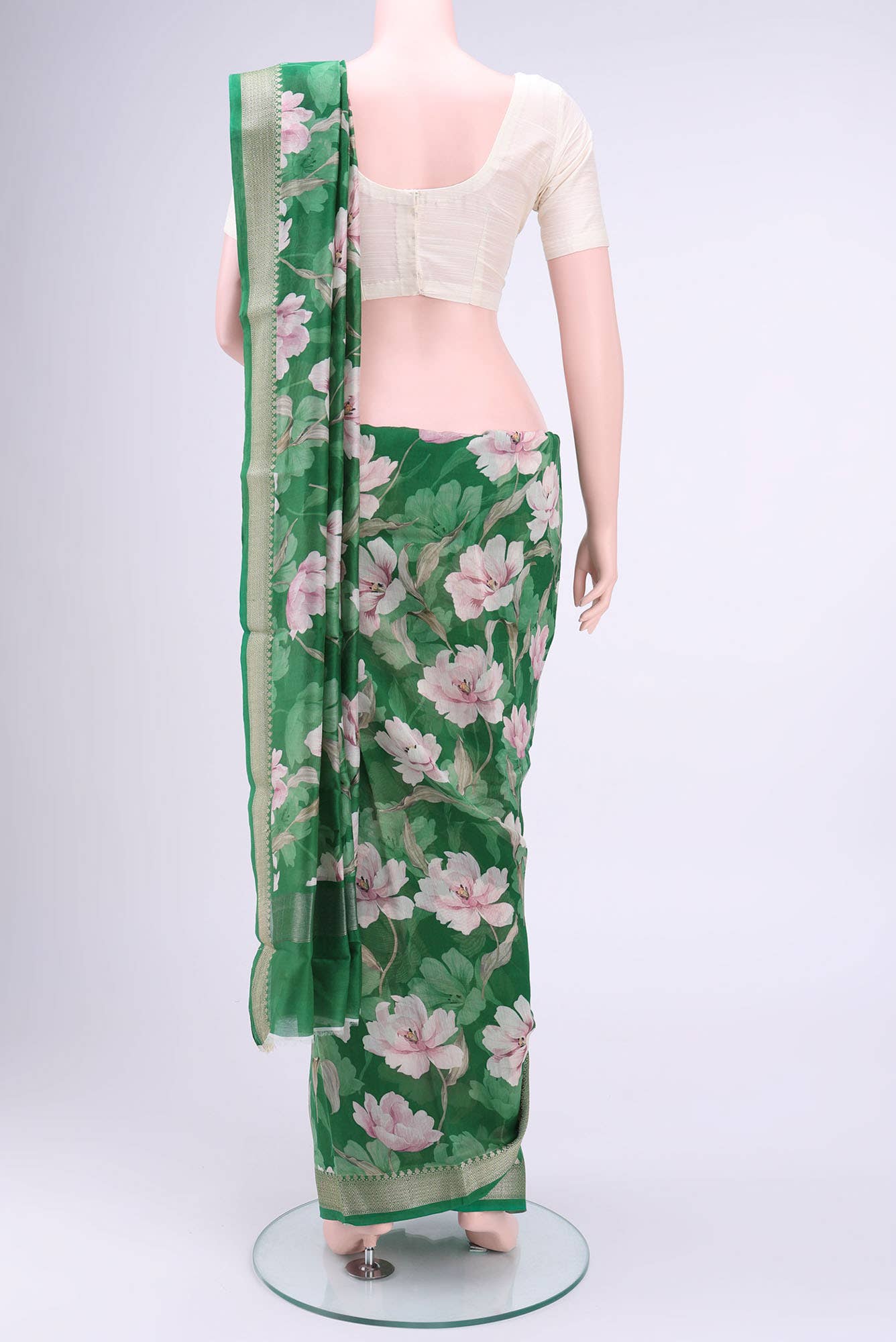 Green Chanderi Silk Cotton Saree