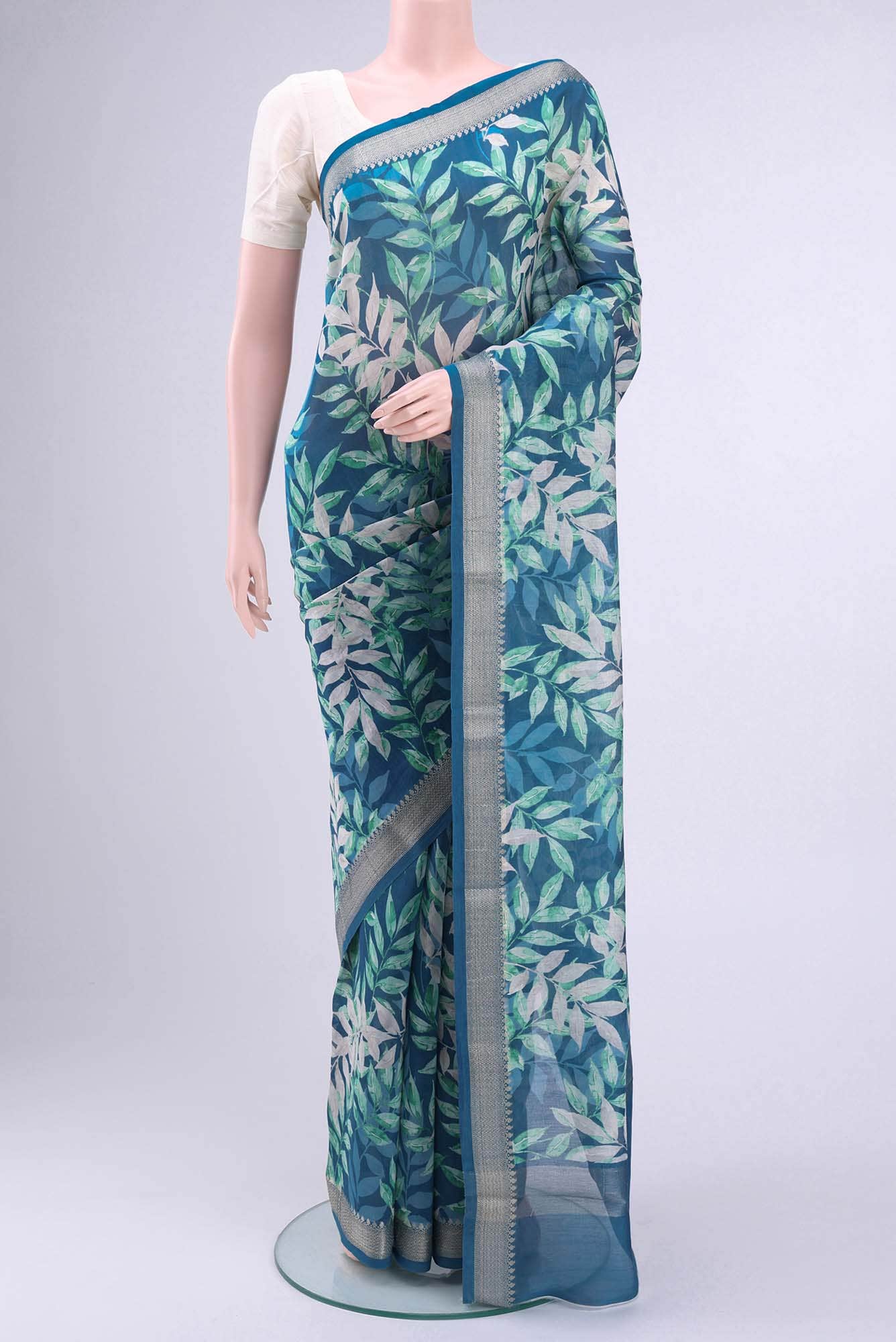 Maya Blue Chanderi Silk Cotton Saree