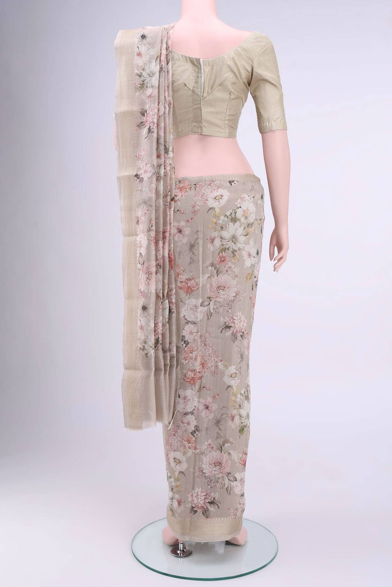 Grey Chanderi Silk Cotton Saree