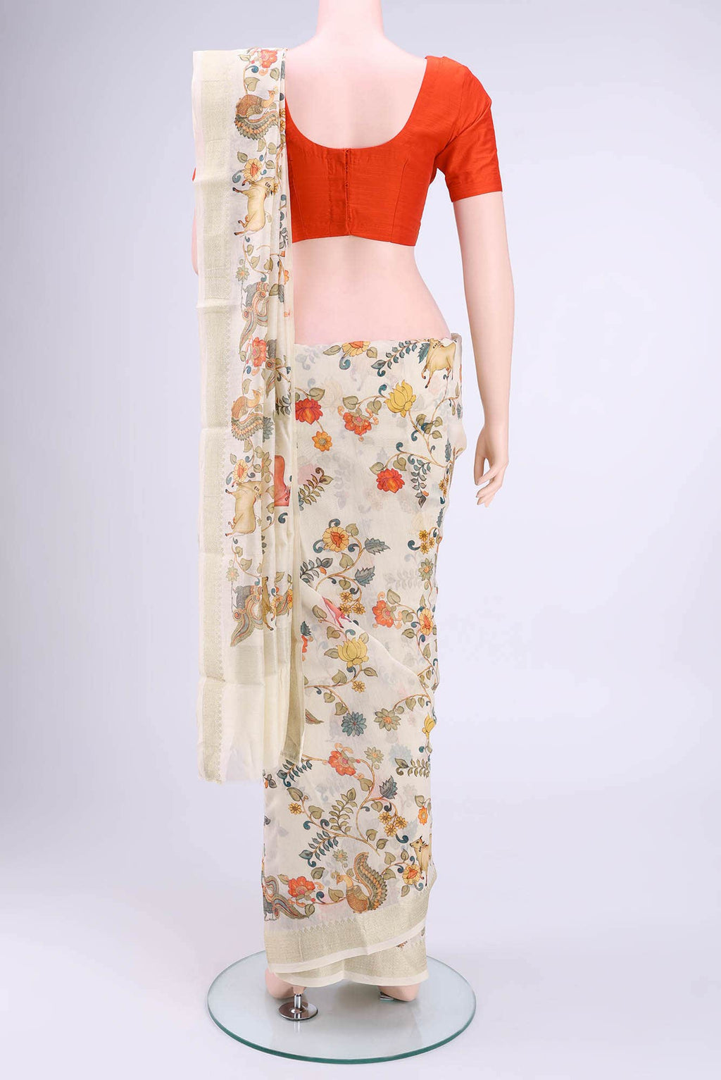 White Chanderi Silk Cotton Saree