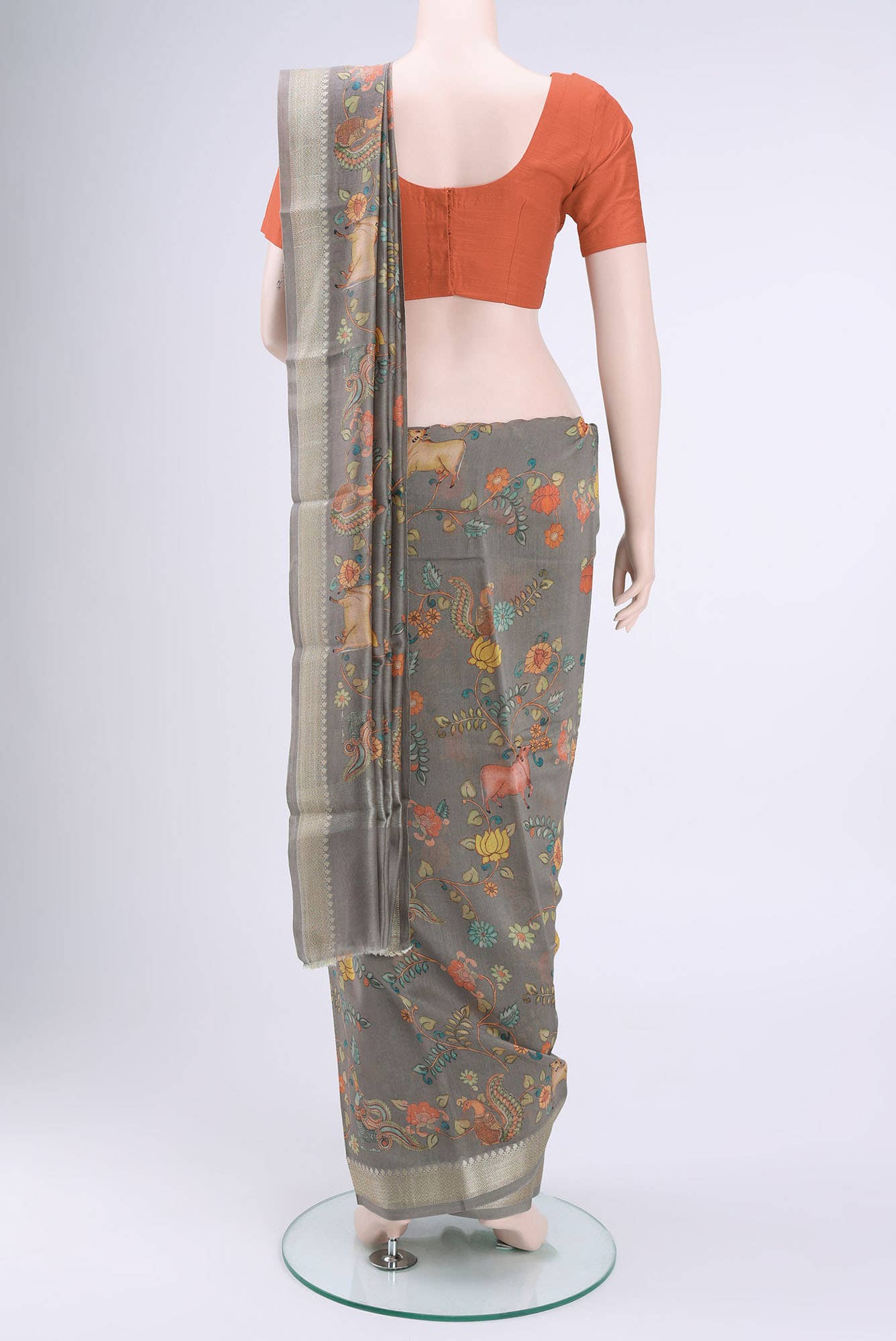 Grey Bhagalpuri Tussar Silk Saree