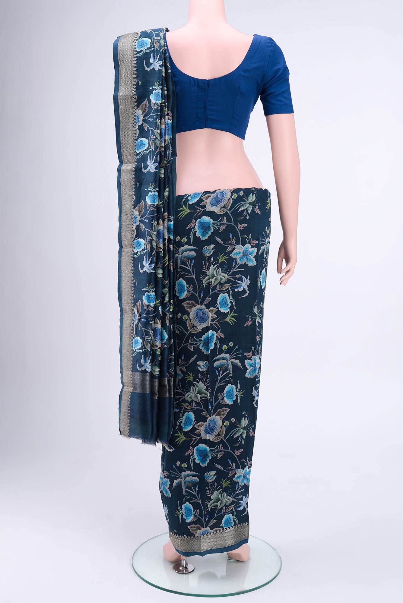 Blue Chanderi Silk Cotton Saree
