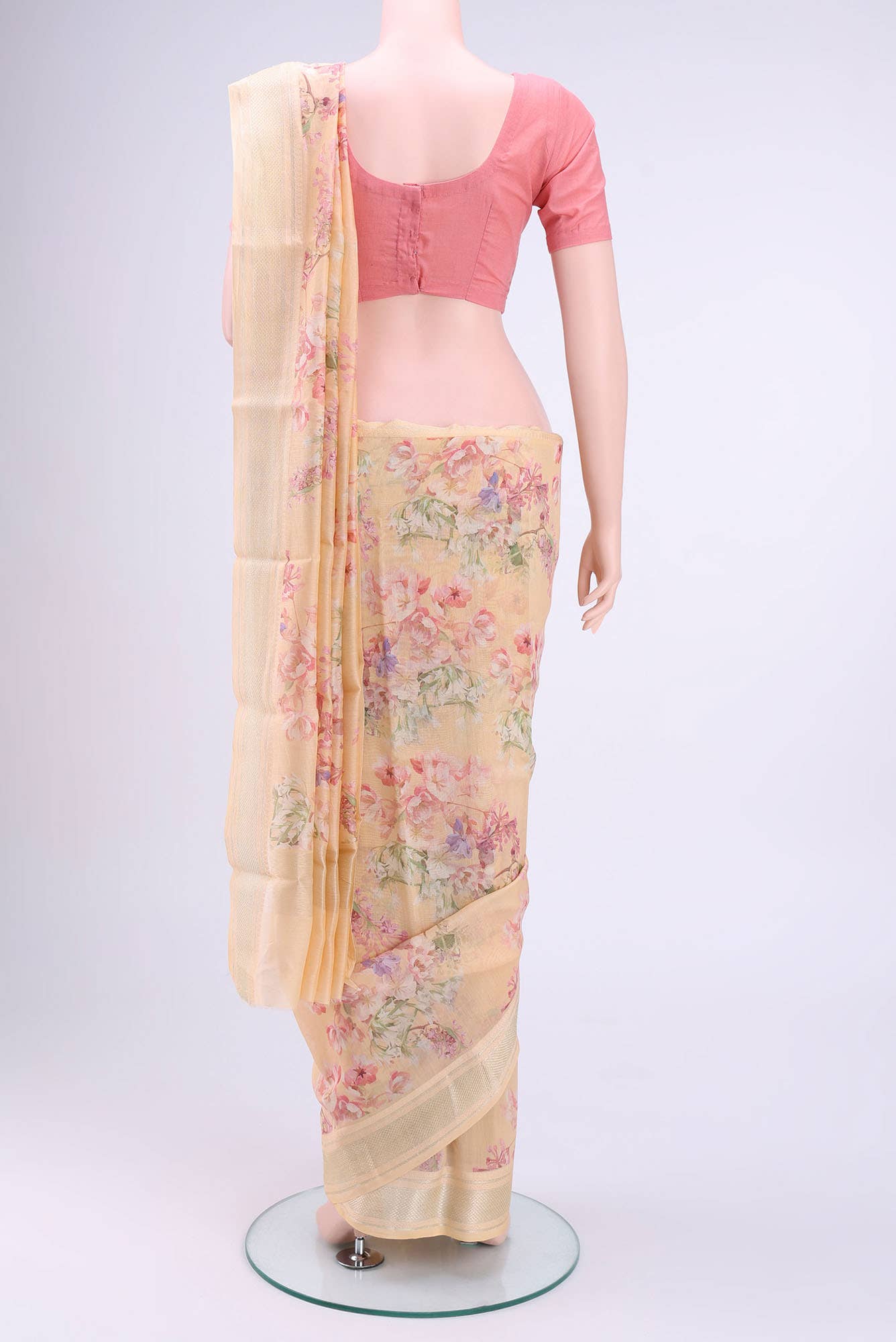 Peach Chanderi Silk Cotton Saree