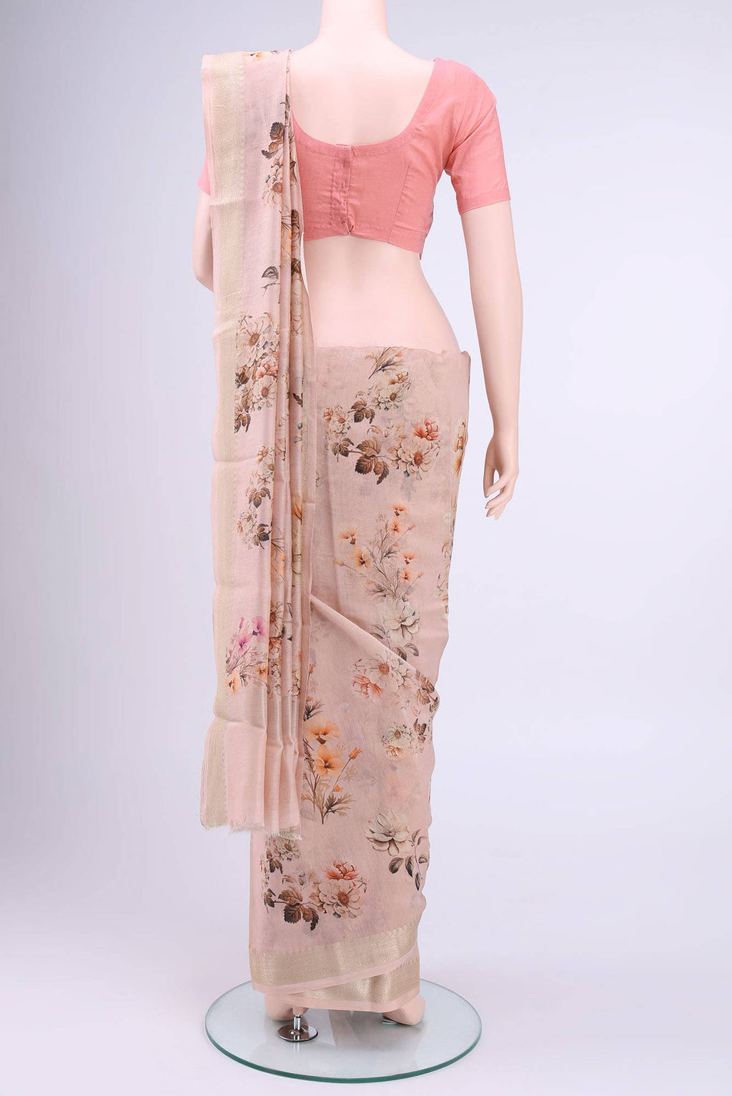 Rose pink Chanderi Silk Cotton Saree